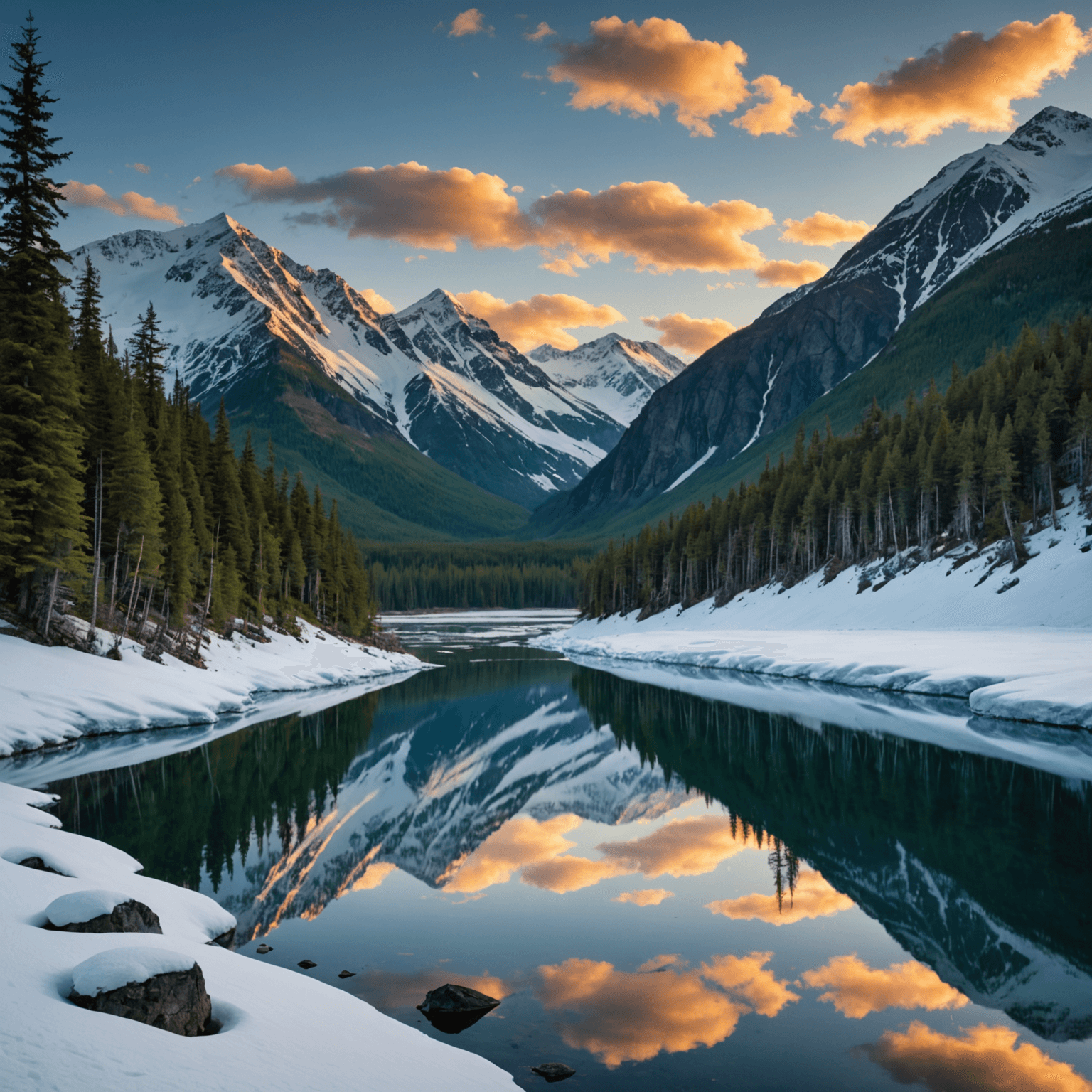A traditional mush dog sled team in action, gliding across the Alaskan wilderness