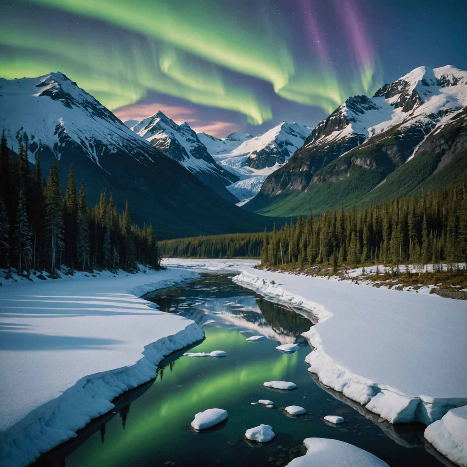 A majestic Alaskan brown bear fishing in a river.