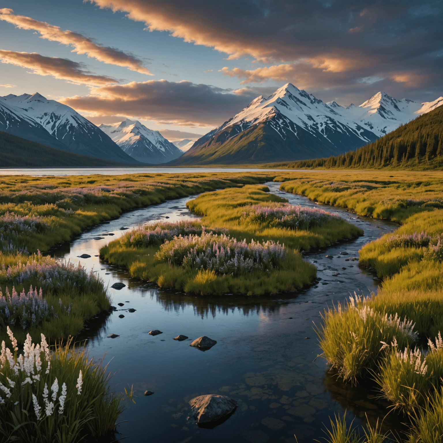 Vibrant Northern Lights dancing over a snowy Alaskan landscape