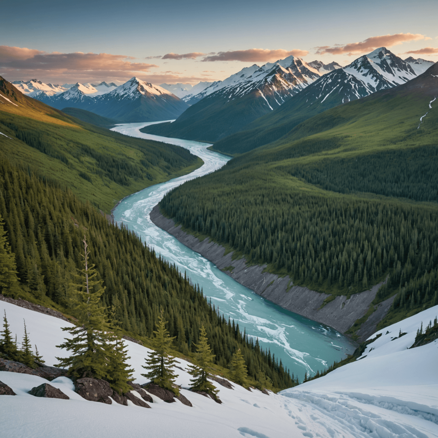 A group of tourists watching the northern lights from a cozy lodge in Alaska