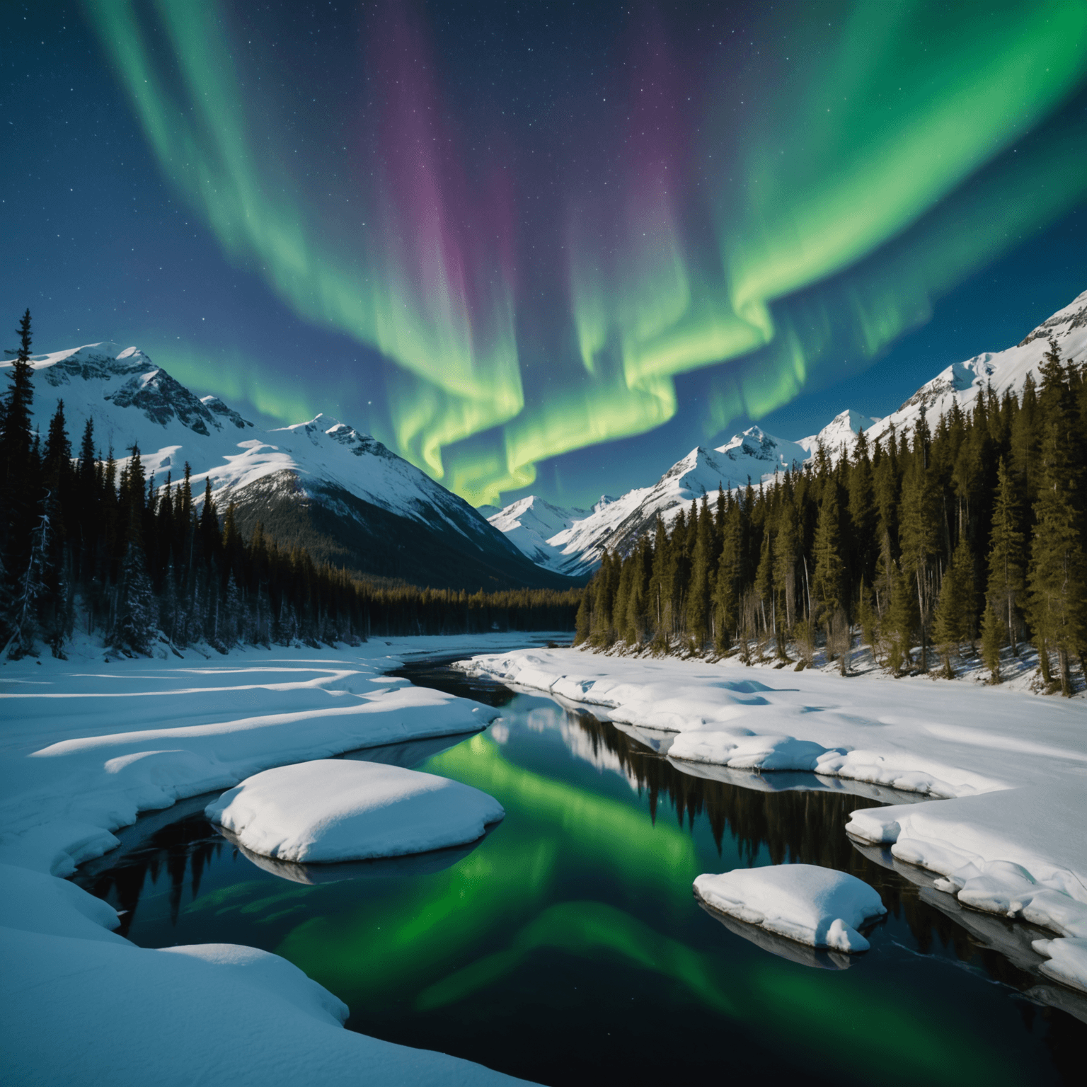 A vibrant display of aurora borealis with multiple colors