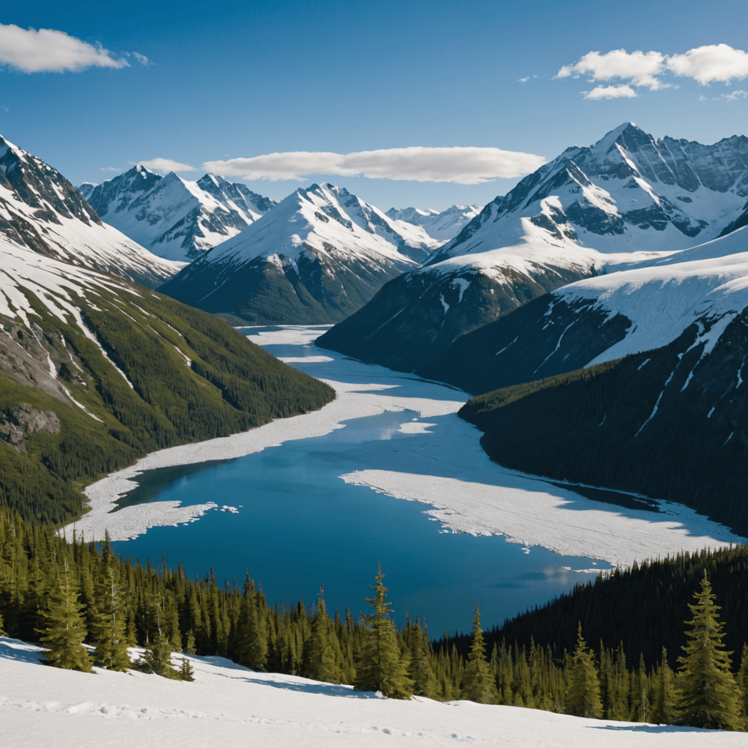 A team of Alaskan sled dogs pulling a sled through a snowy landscape, showcasing the roles of each dog in the team.