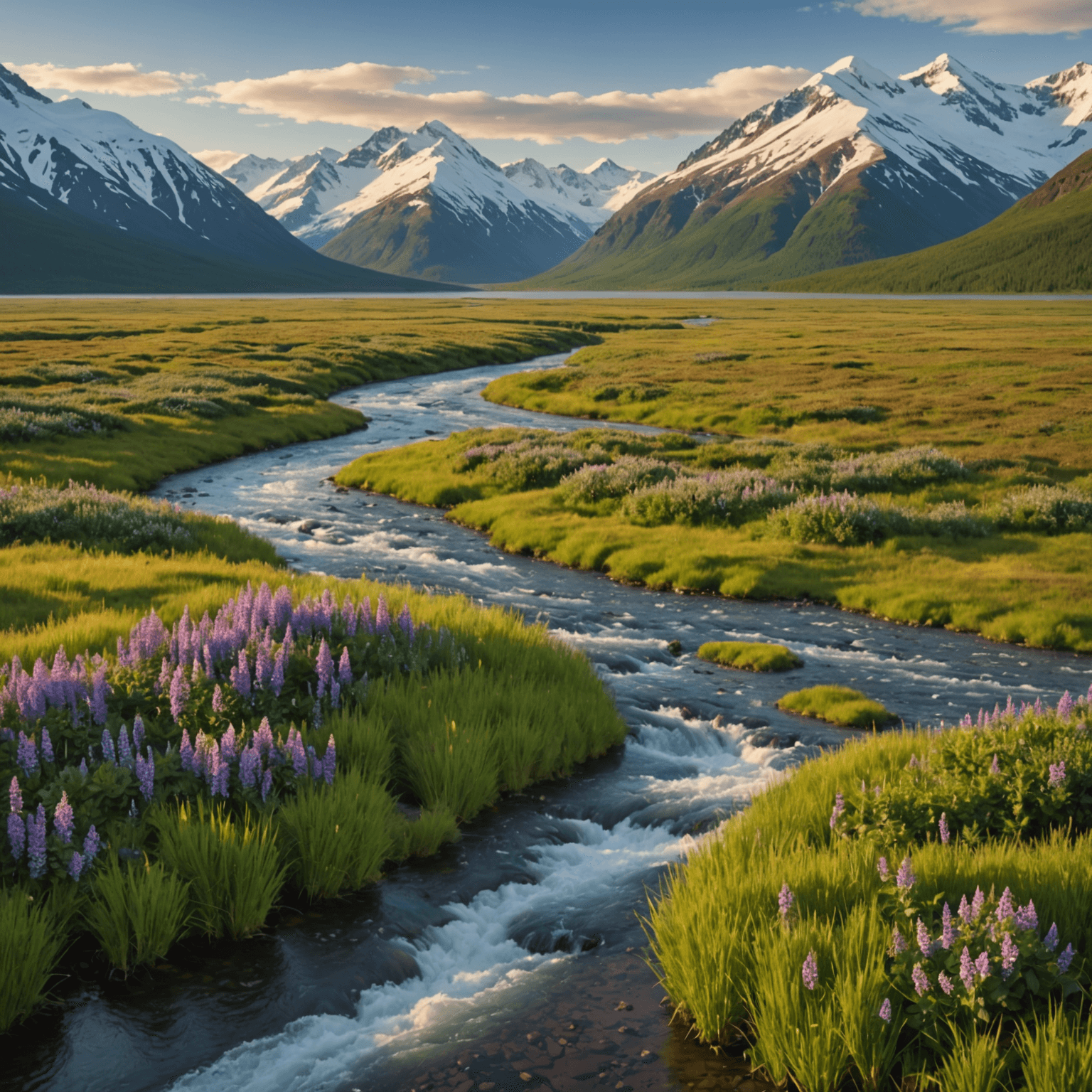 A dog sled team racing through the Alaskan wilderness with a focus on the lead and swing dogs.