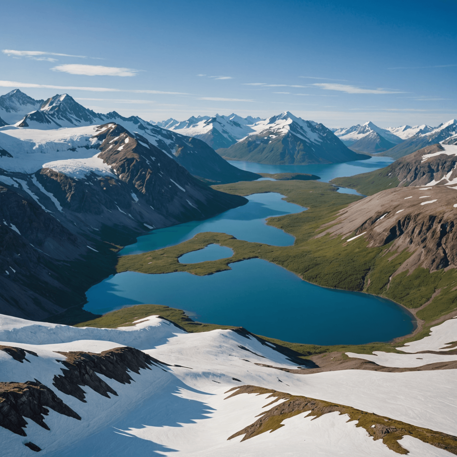 A team of sled dogs racing through a snowy Alaskan landscape