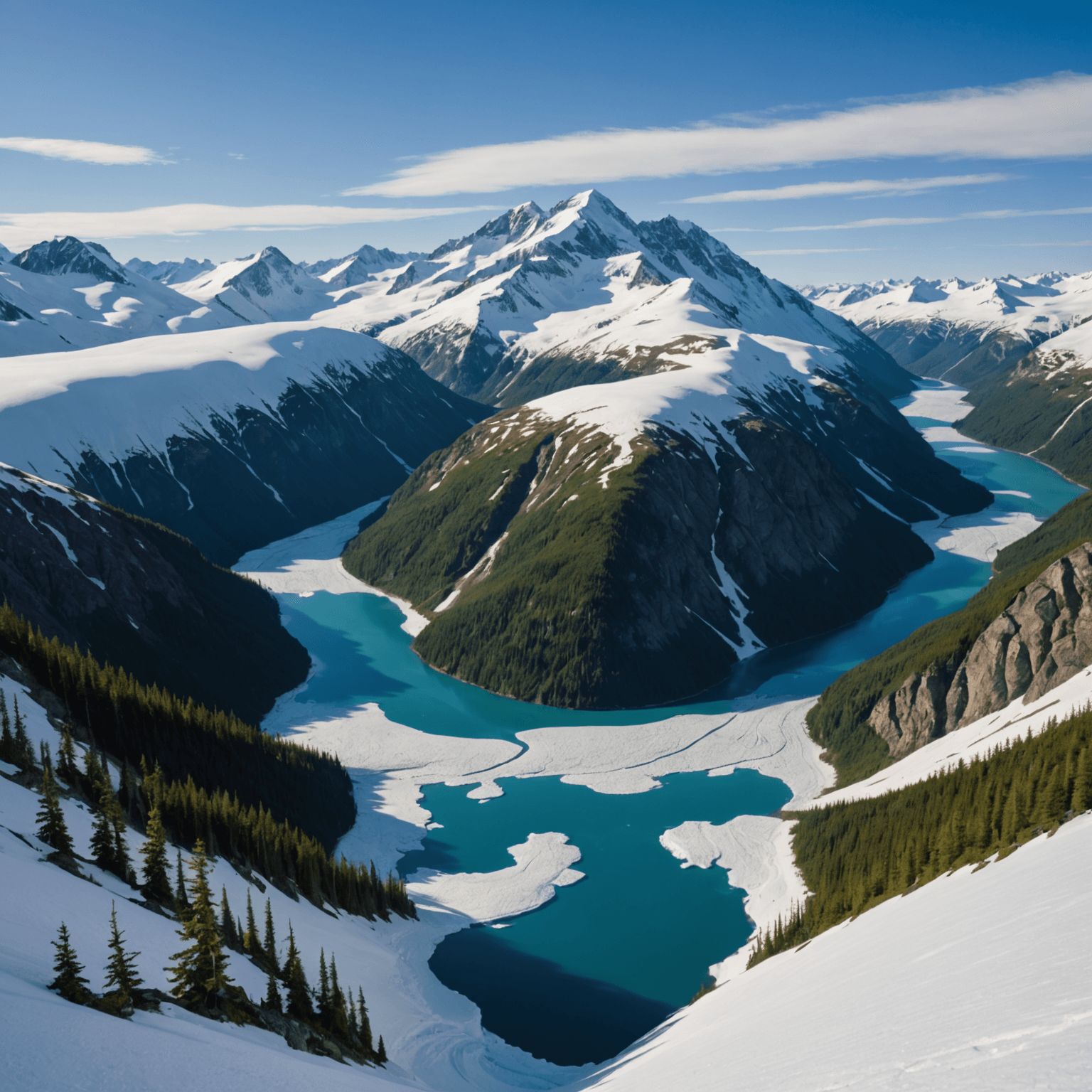 Sled dogs racing through the Alaskan wilderness