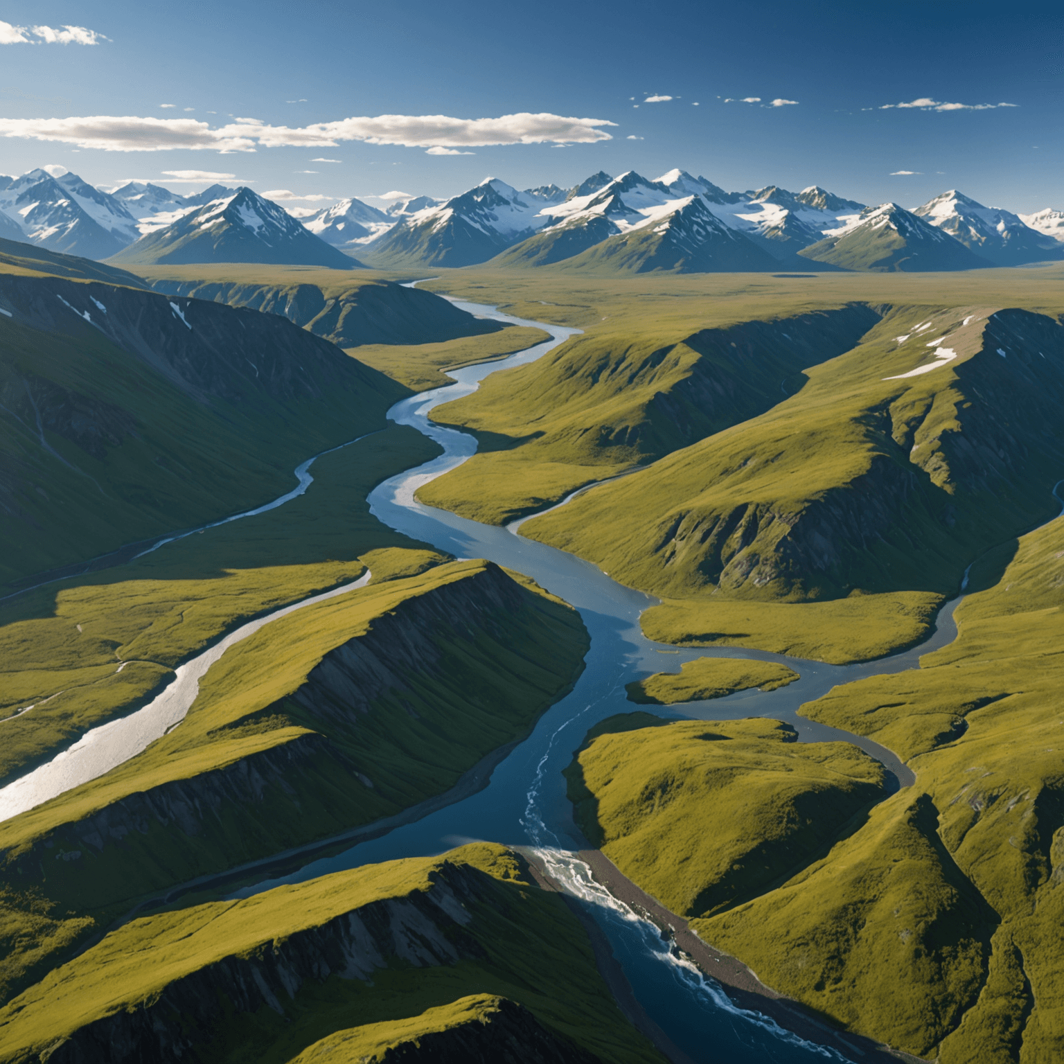 A sled dog team running through Alaskan snow