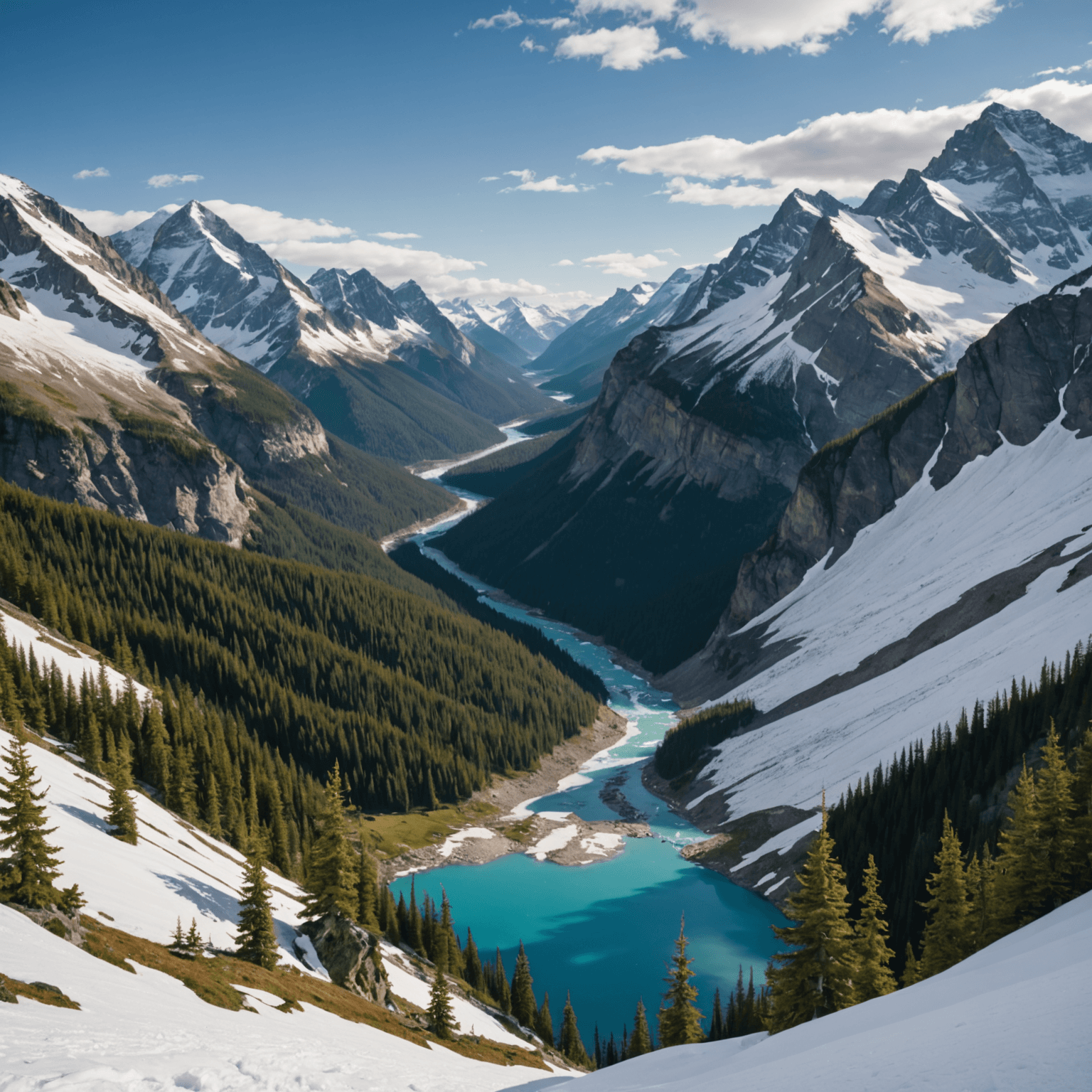 Aerial view of Alaska's mountainous landscape covered in snow