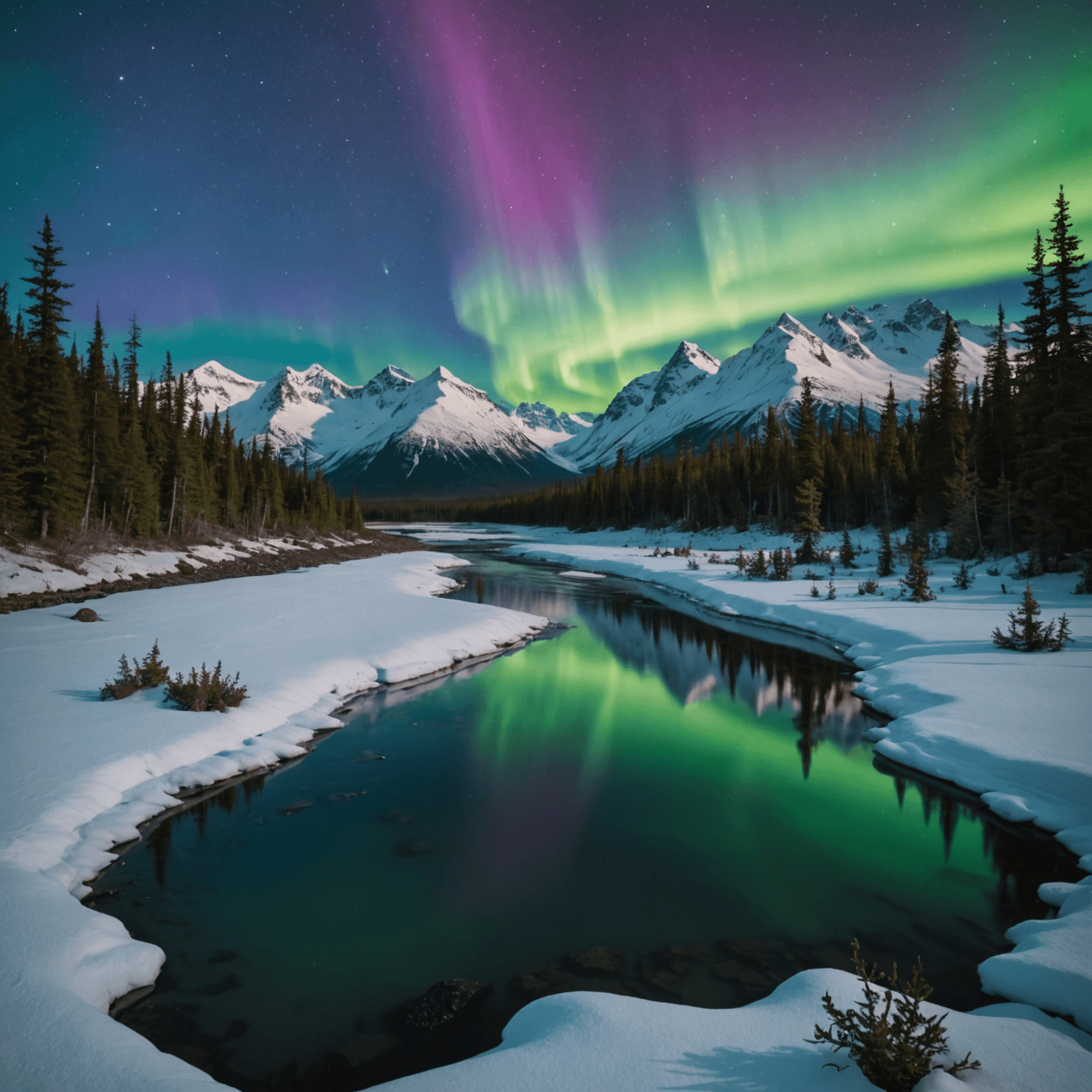 The Aurora Borealis illuminating the night sky over Hatcher Pass.
