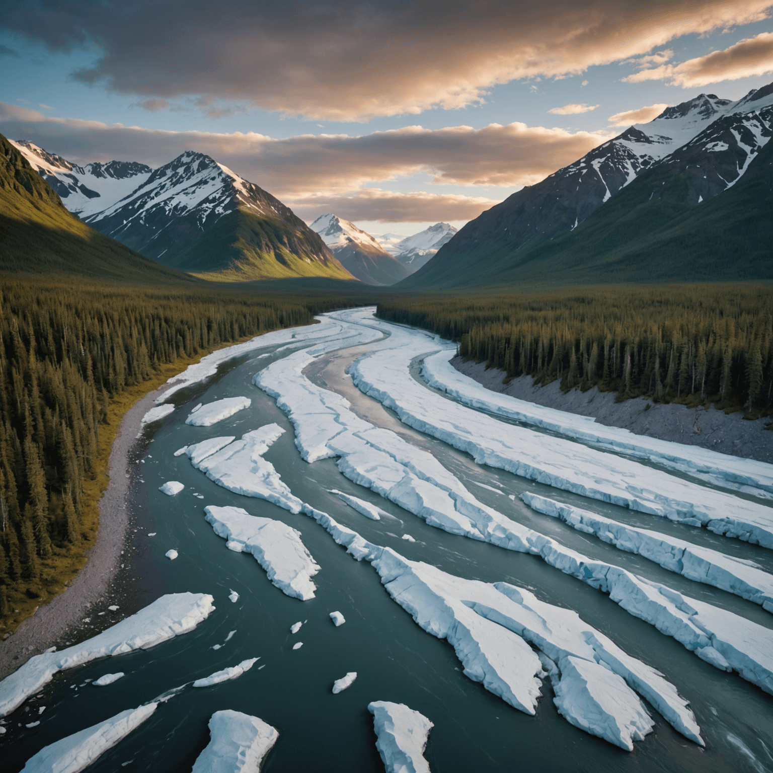 A knowledgeable tour guide explaining the history of Alaska to a small group of tourists, with scenic mountains in the background.