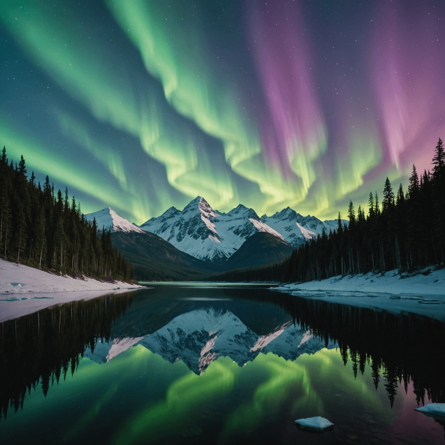 Northern Lights over the Alaskan wilderness