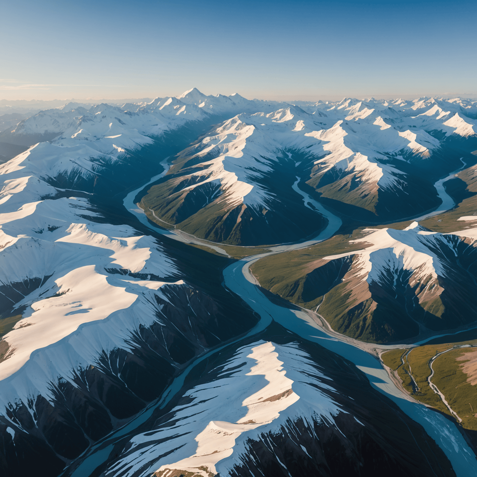 Aerial view of Denali National Park showcasing its rugged terrain and vast wilderness.