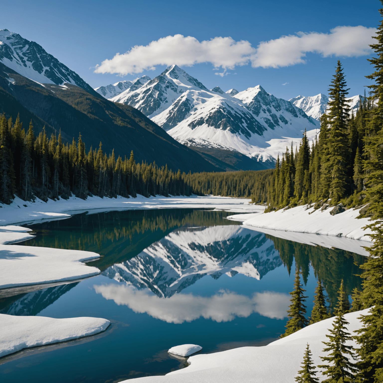 A team of sled dogs eagerly awaiting the start of a sledding tour, with snow-capped mountains in the background
