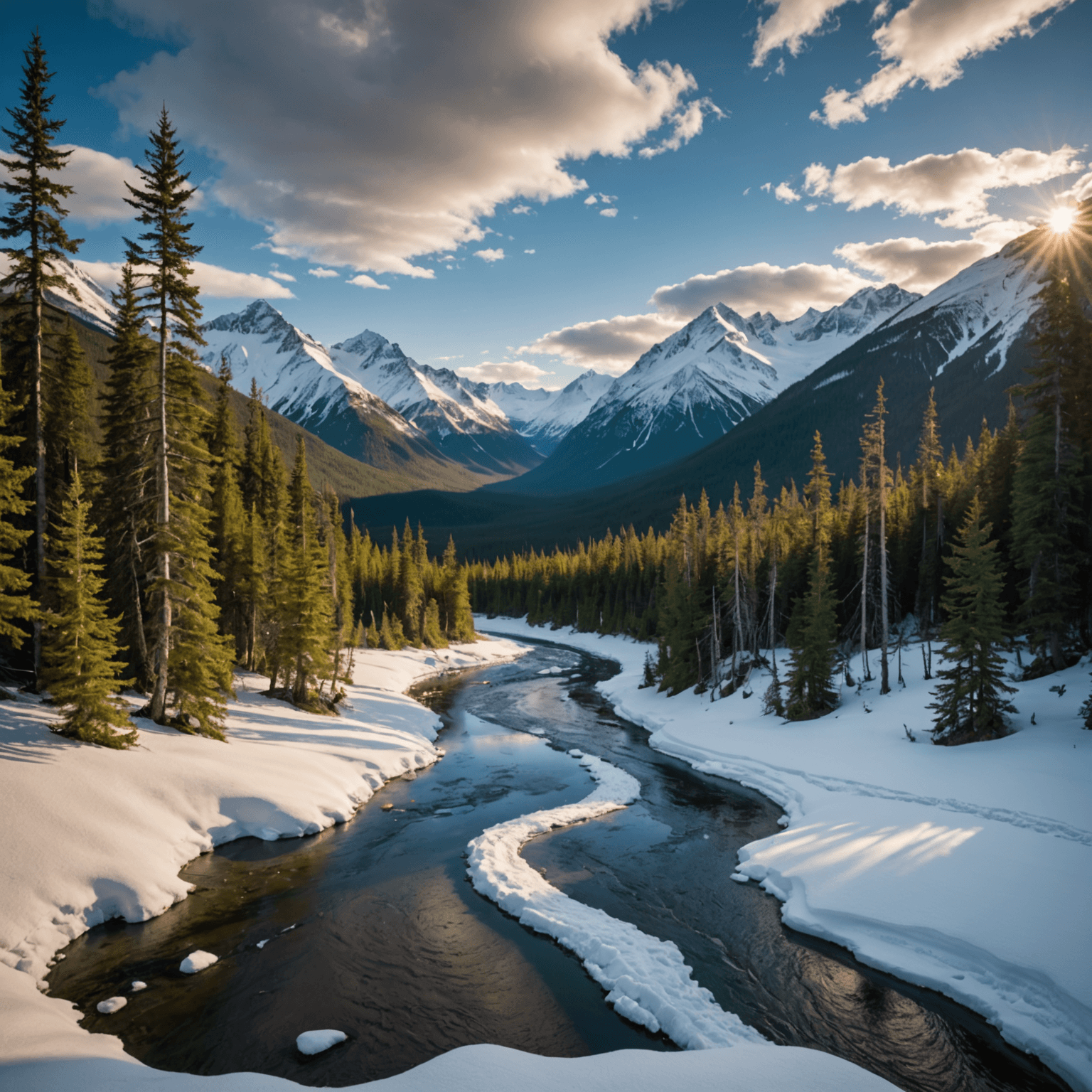 A cozy aurora lodge cabin nestled in the snowy landscape of Hatcher Pass