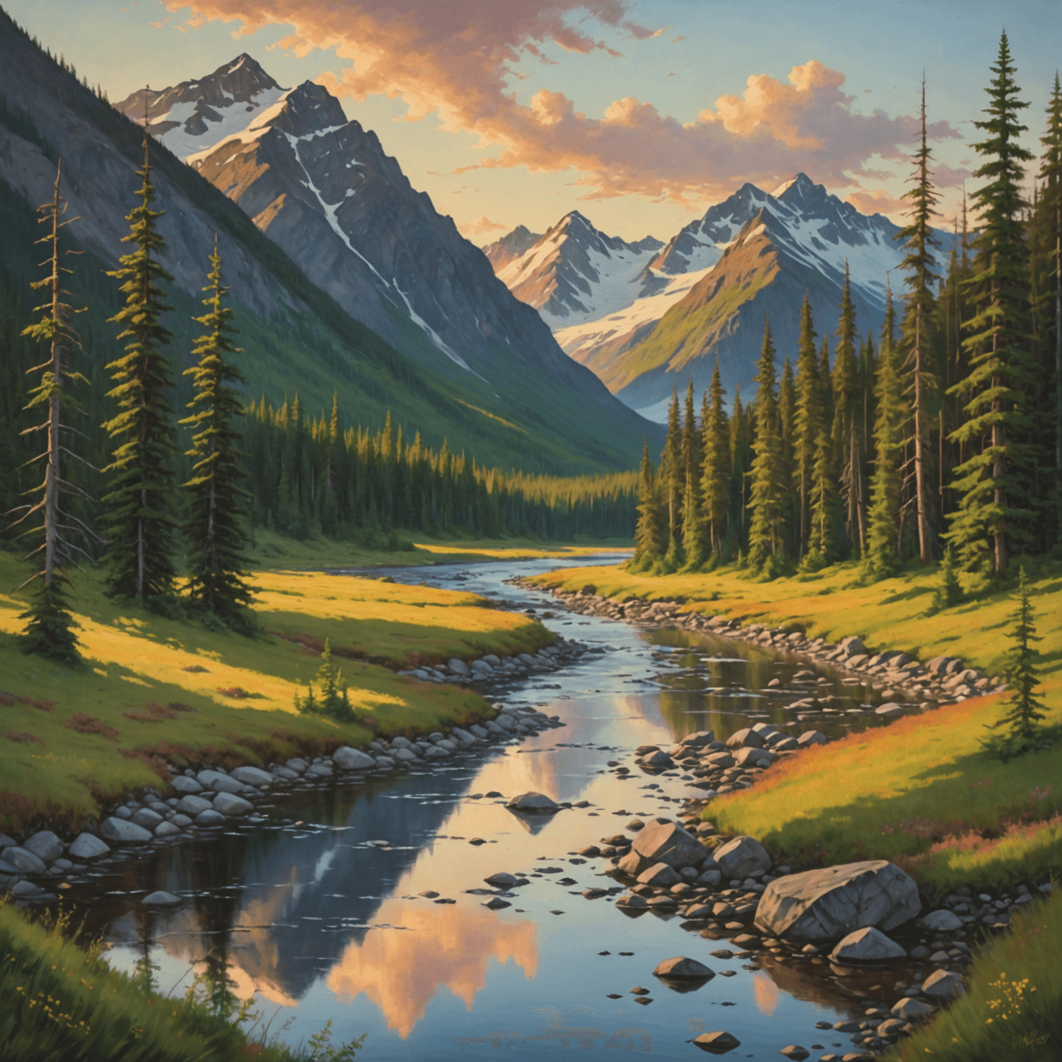 wide view of Alaskan mountains and valley