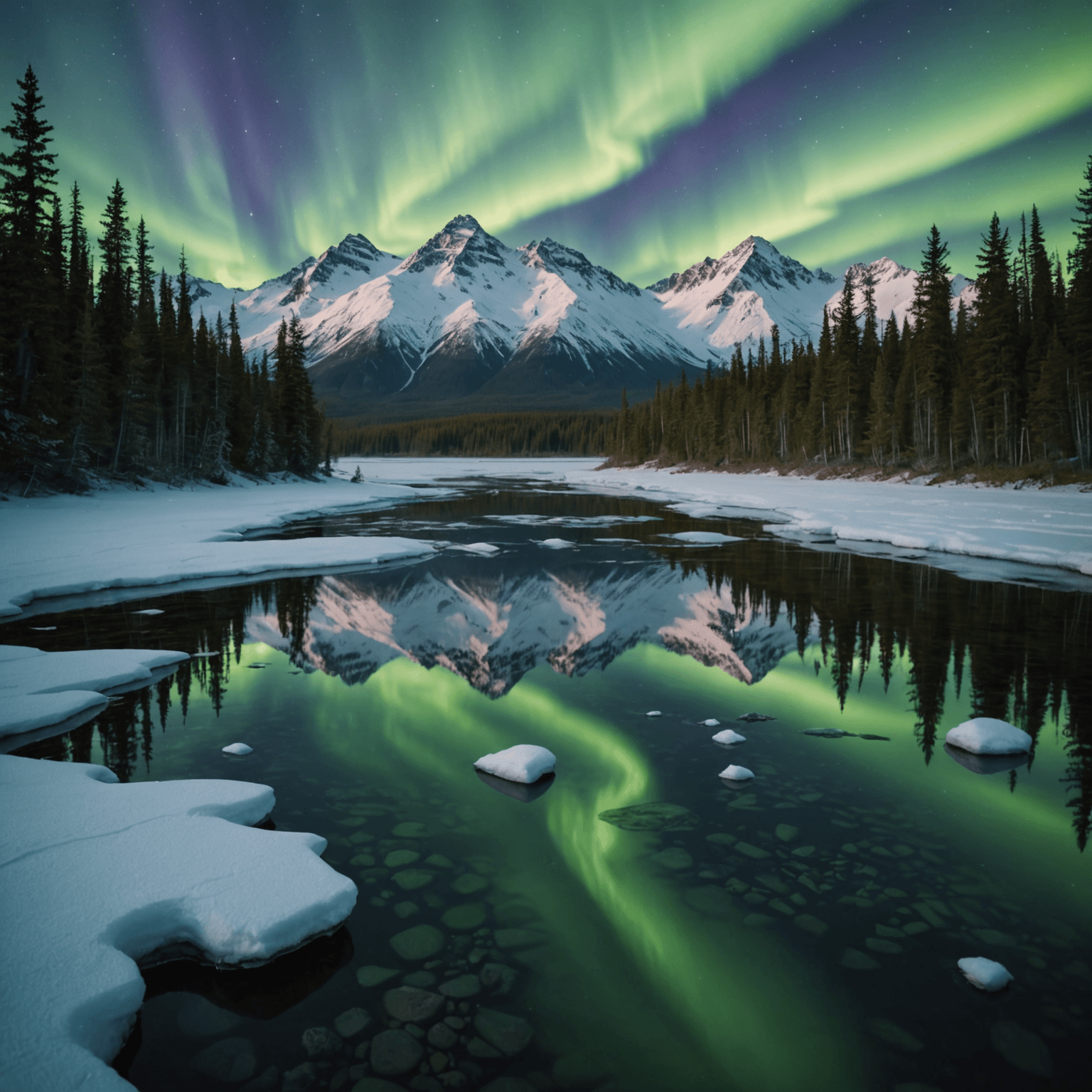 A team of Siberian Huskies pulling a sled across a snowy landscape