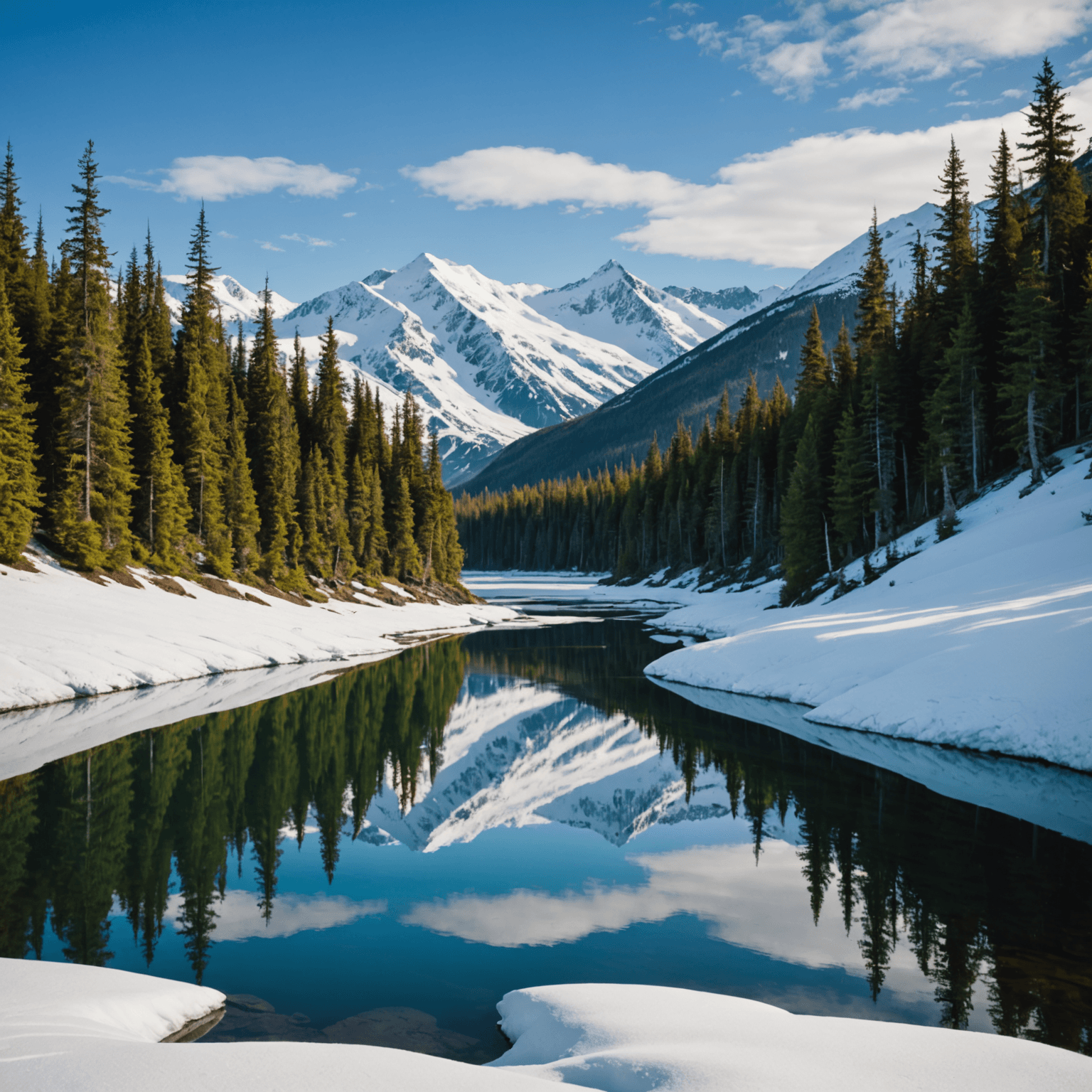 A sled team in action on a snowy Alaskan landscape