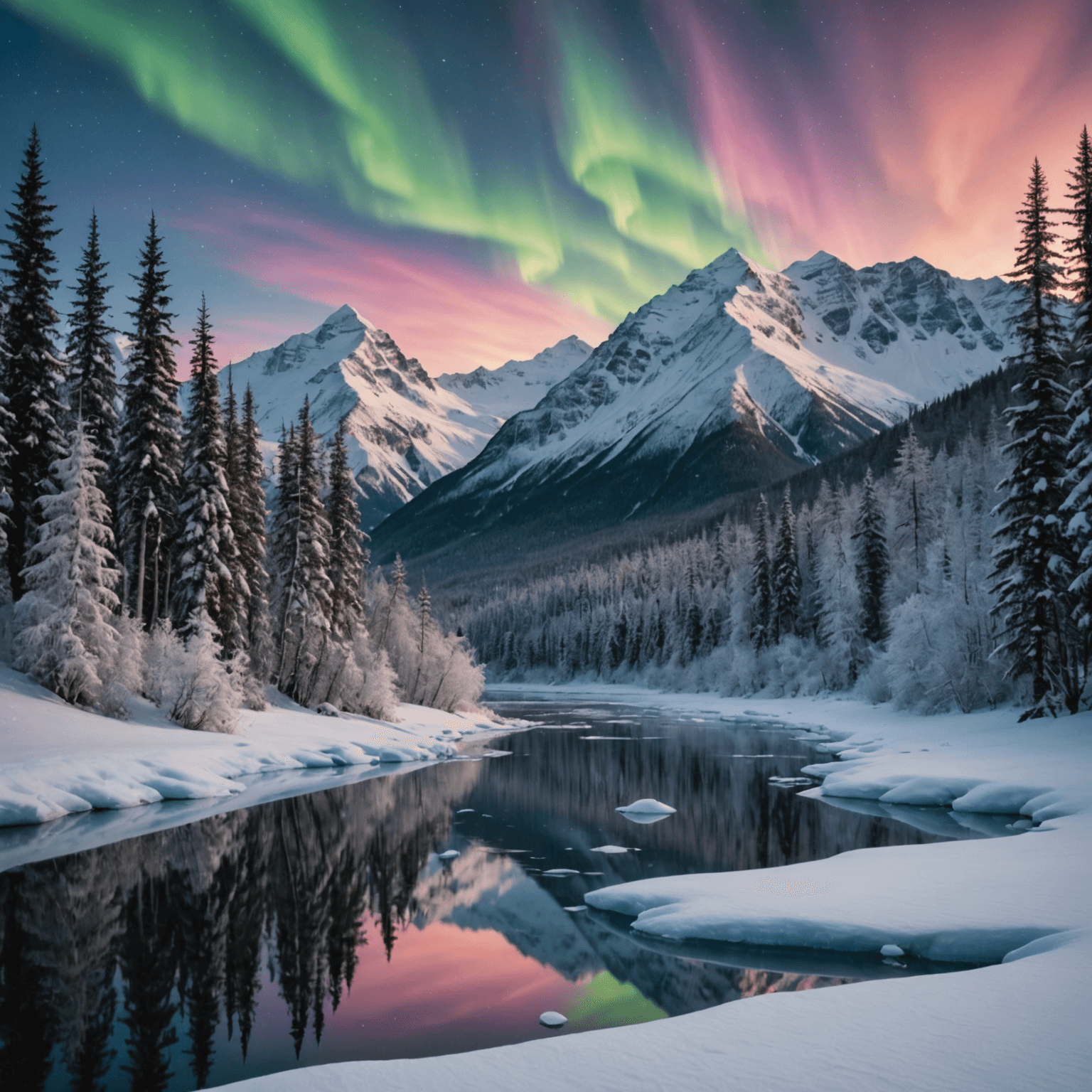 A team of sled dogs harnessed and ready for a mush tour in the Alaskan wilderness.