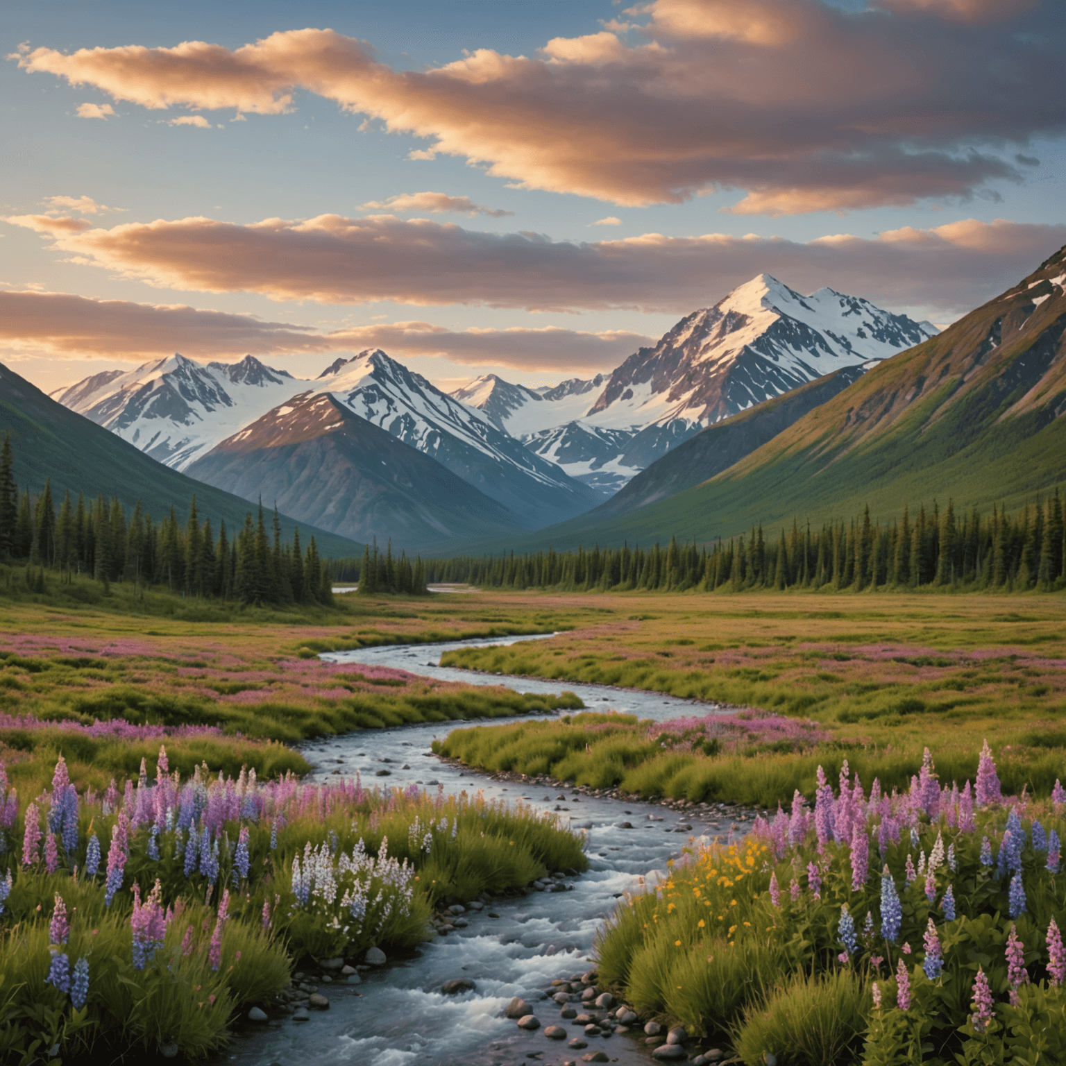 A panoramic view of the Alaskan tundra, showcasing the stunning landscapes encountered on a mush tour.