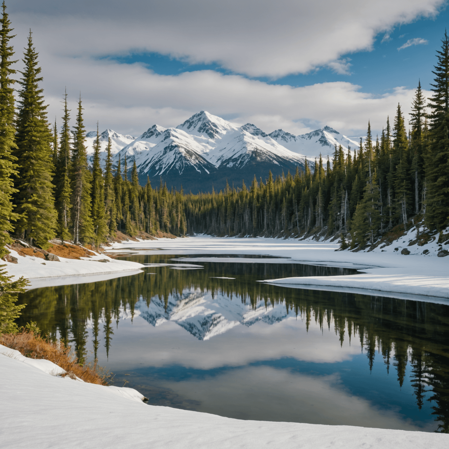 Aerial view of Skagway with a dog sledding team on a glacier