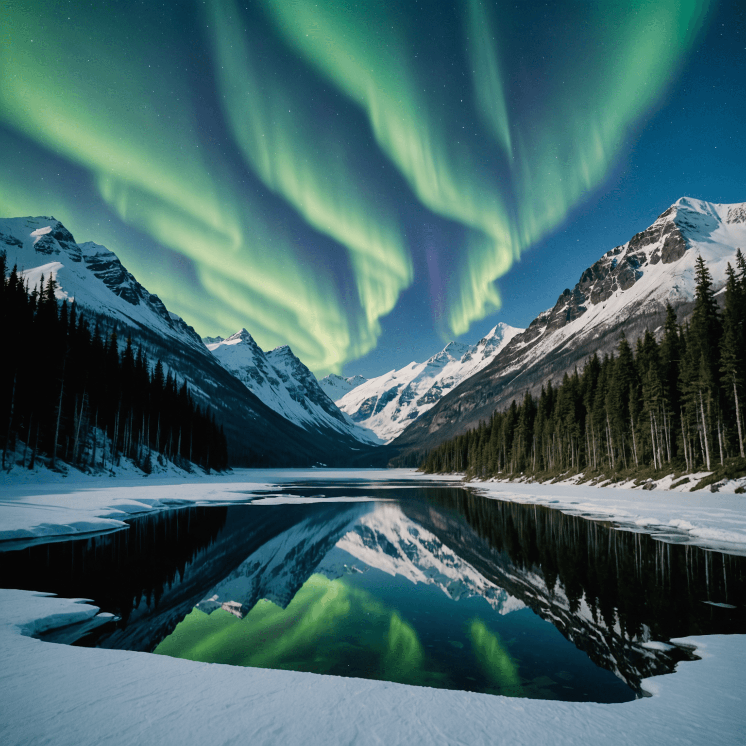 A team of sled dogs racing through the snowy Alaskan wilderness