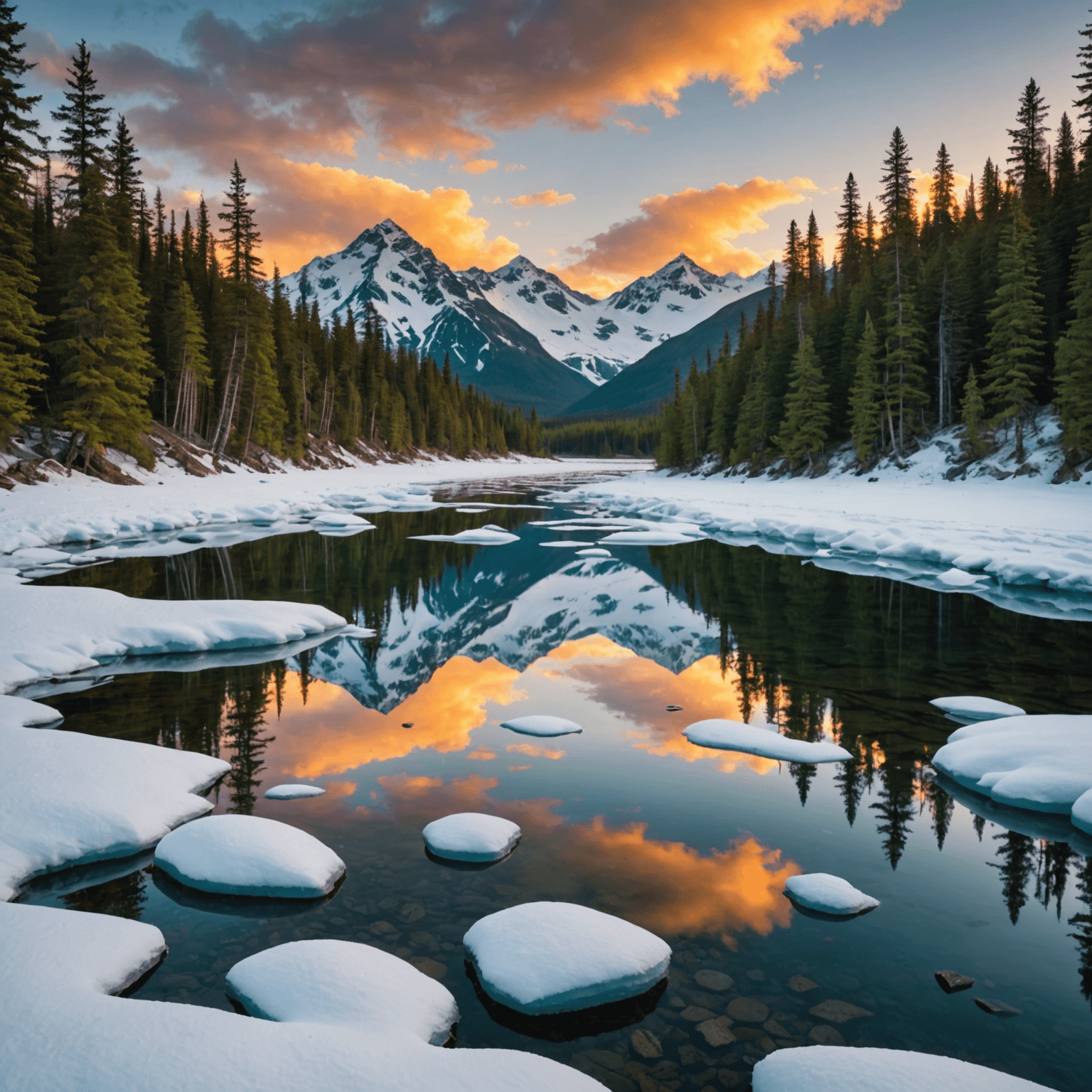 A grizzly bear catching salmon in a river