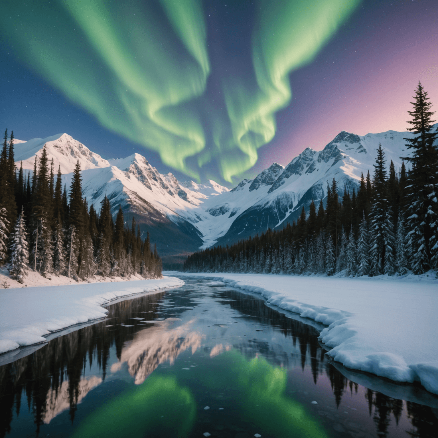 Alaskan Huskies pulling a sled through snowy terrain