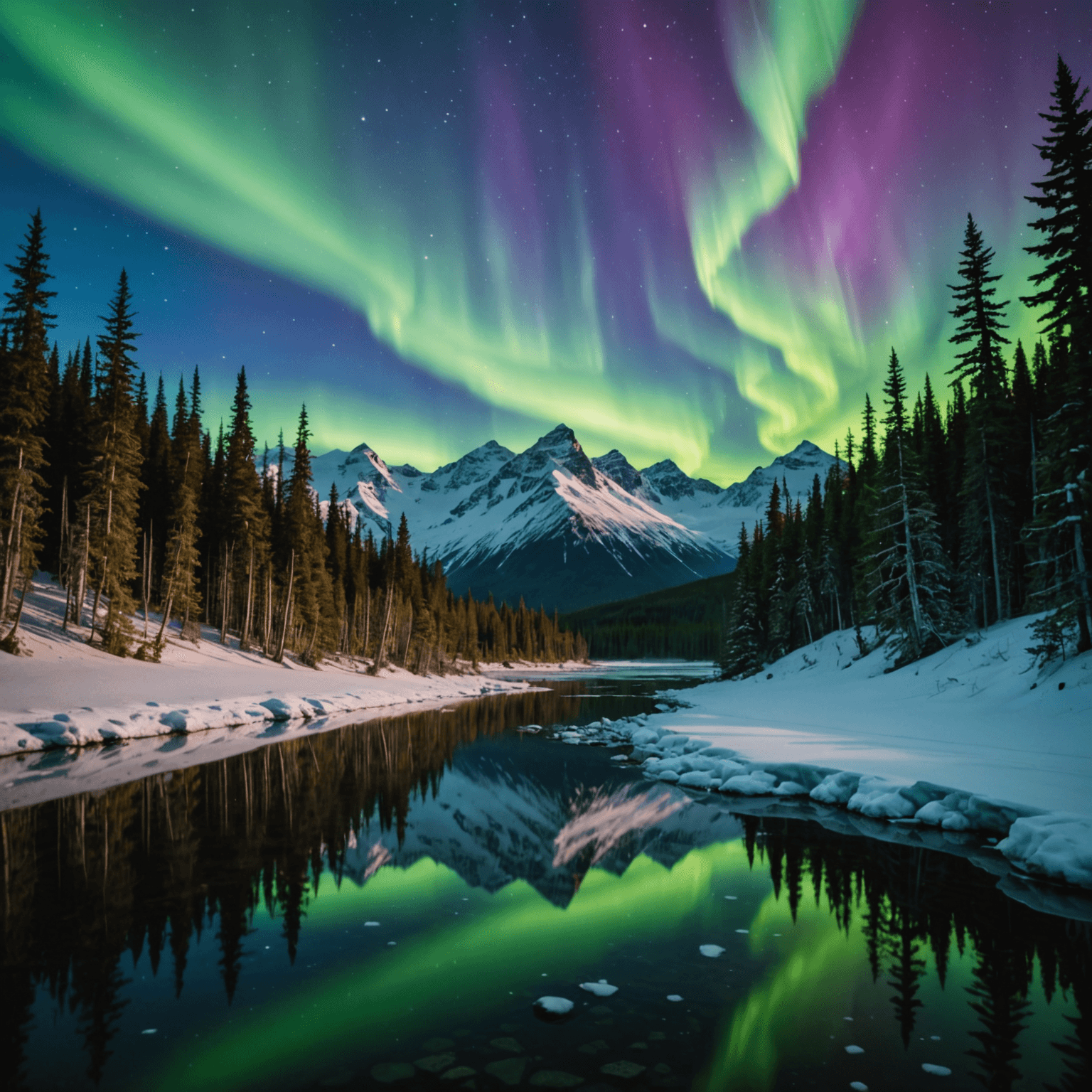 A stunning display of the Northern Lights in the clear Alaskan sky