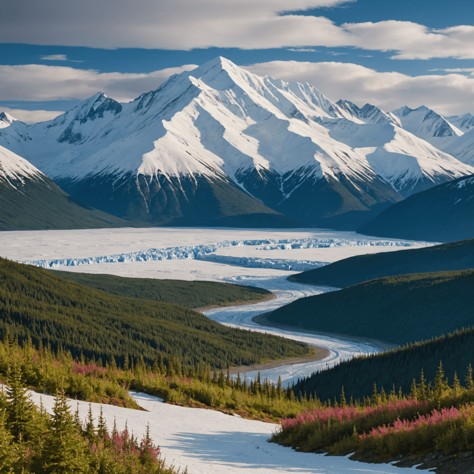 Expansive view of Wrangell-St. Elias mountains and glaciers