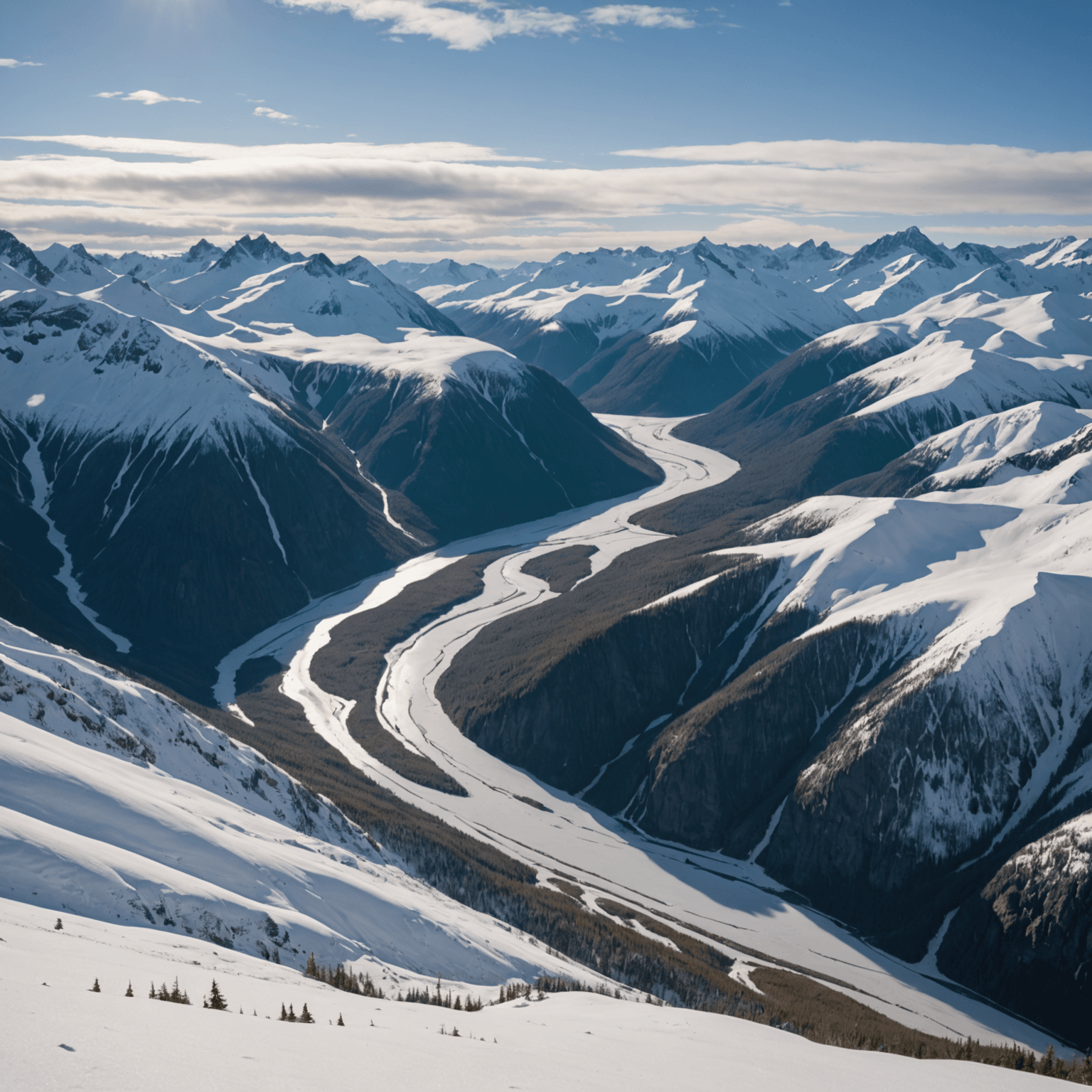 wide view of Alaskan mountains and valley