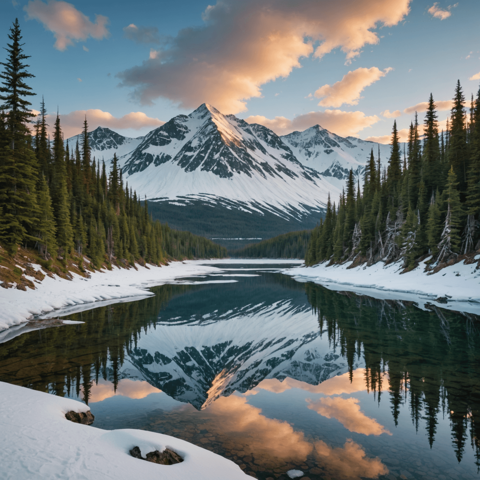 A team of huskies racing through the snowy landscapes of Denali National Park
