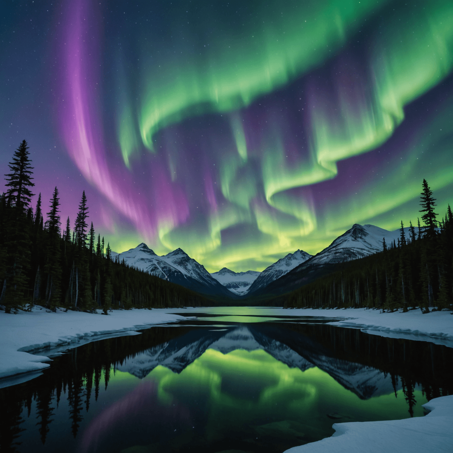 Stunning Northern Lights over an Alaskan landscape