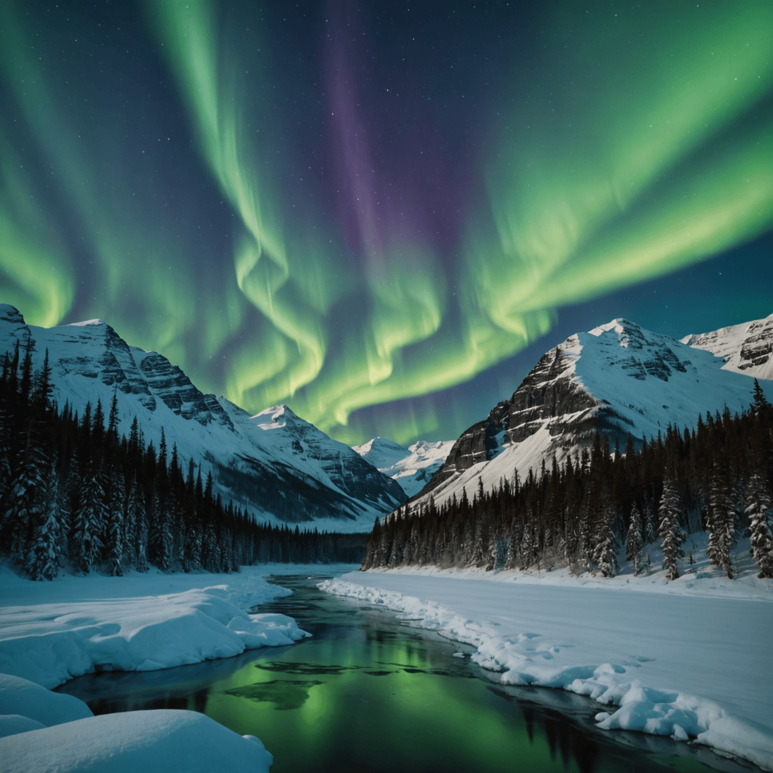 A breathtaking view of the Northern Lights illuminating the sky over Talkeetna.