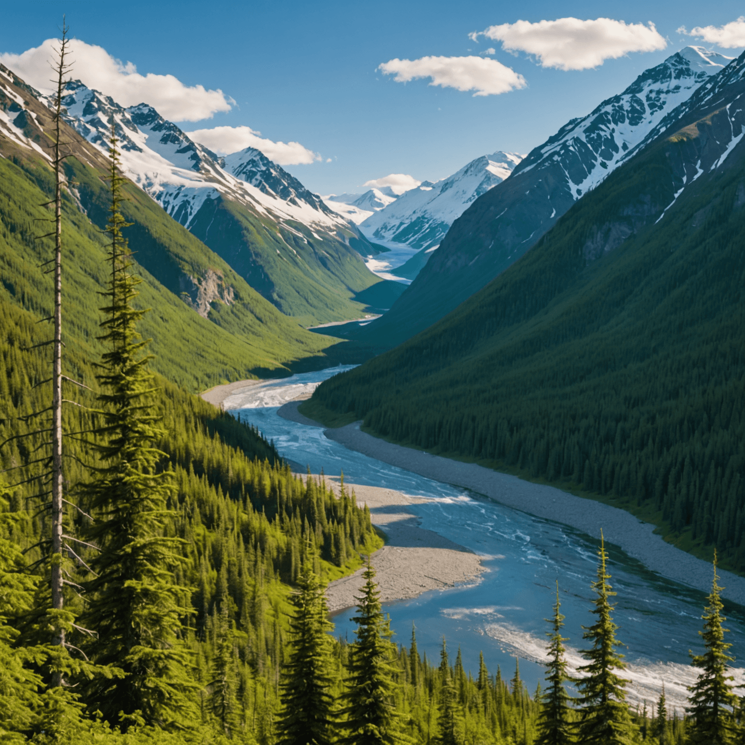 wide view of Alaskan mountains and valley