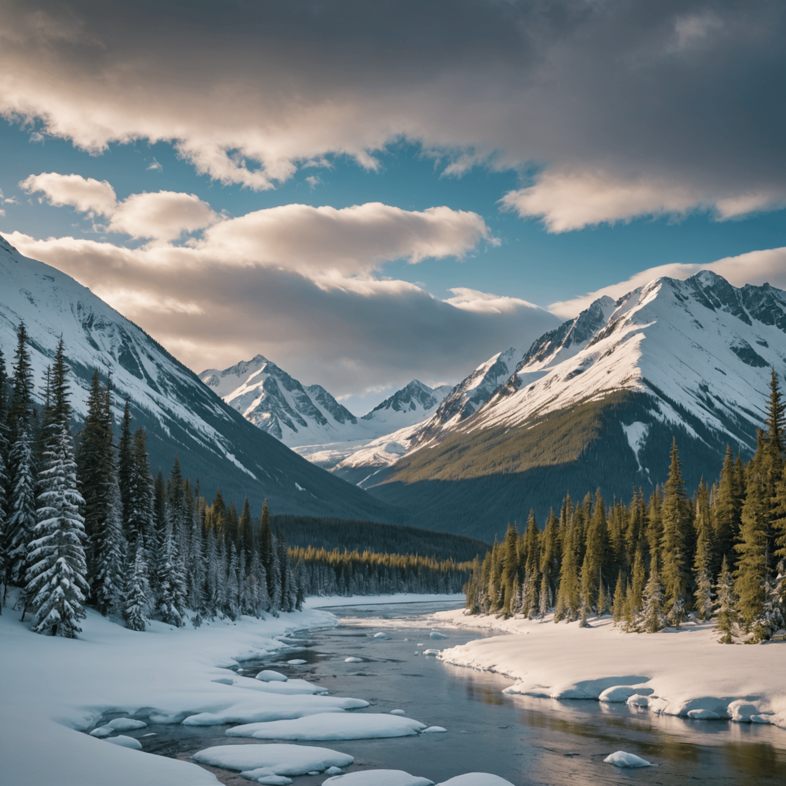 A team of Alaskan Huskies pulling a sled across a snowy landscape.