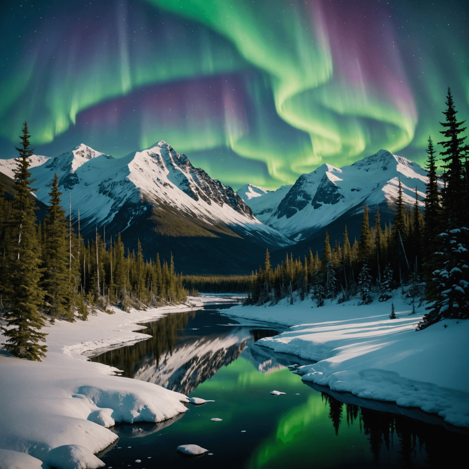 Tourists enjoying a dog sledding experience with the Northern Lights in the background.