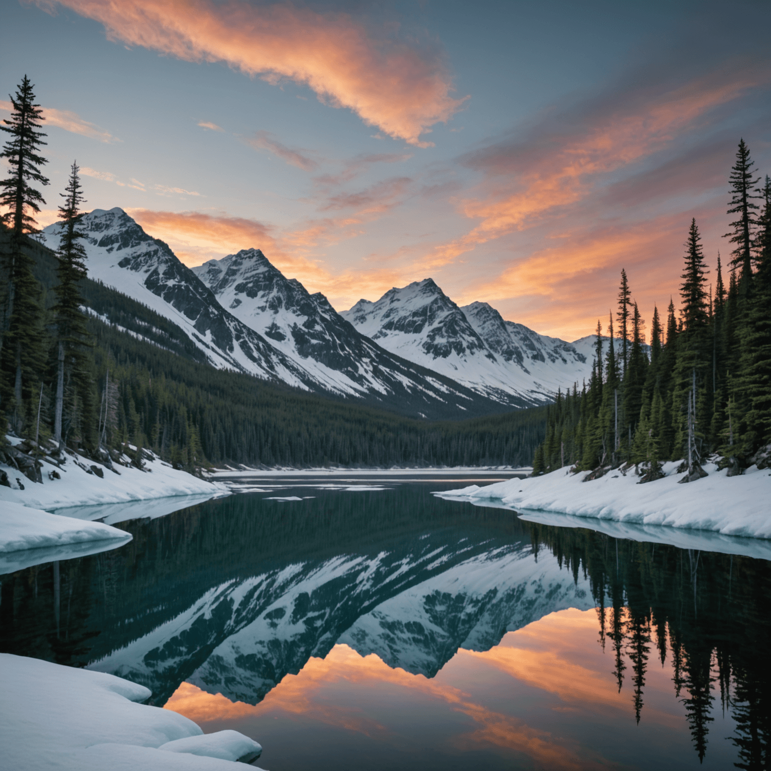 A team of huskies pulling a sled through the snowy trails of Denali National Park with Mount Denali in the background.