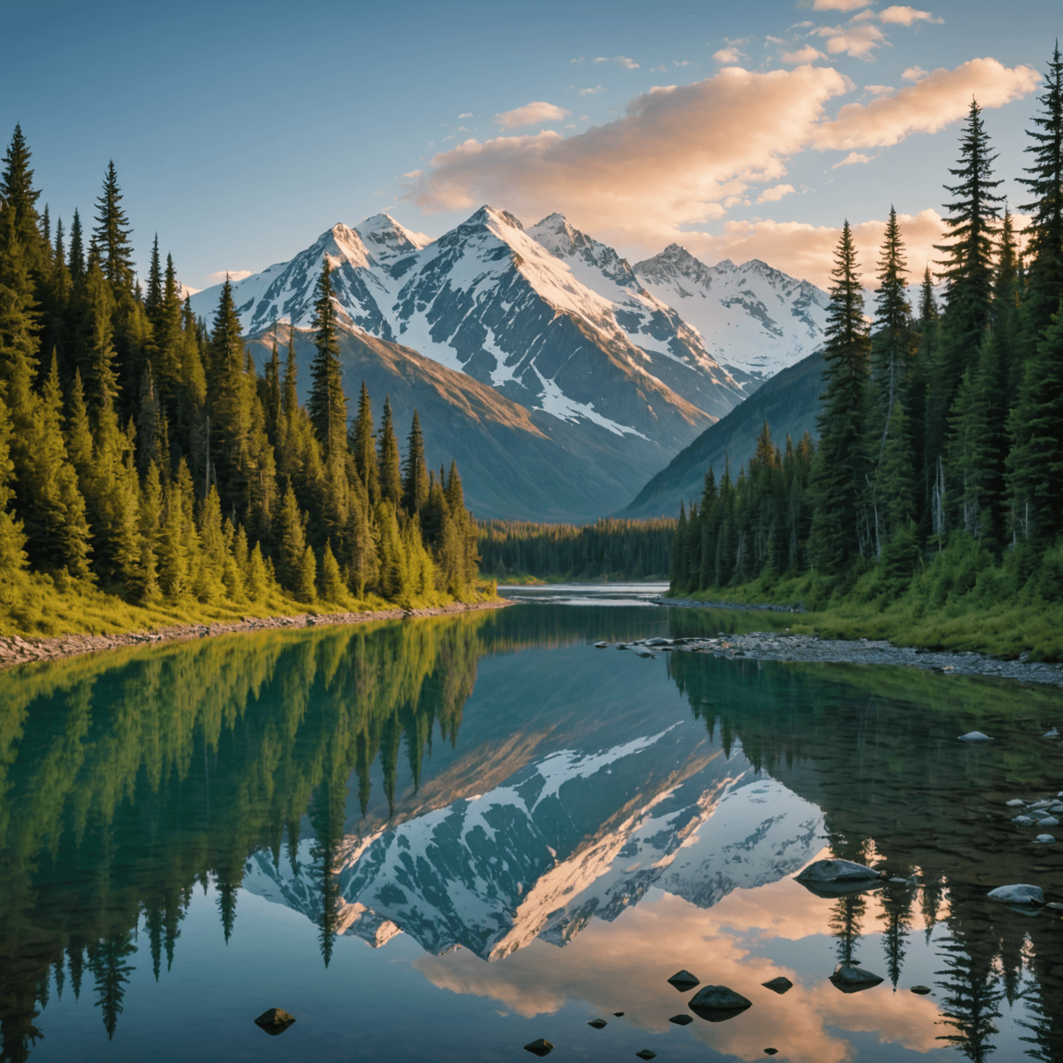 A panoramic view of the Alaskan wilderness in summer