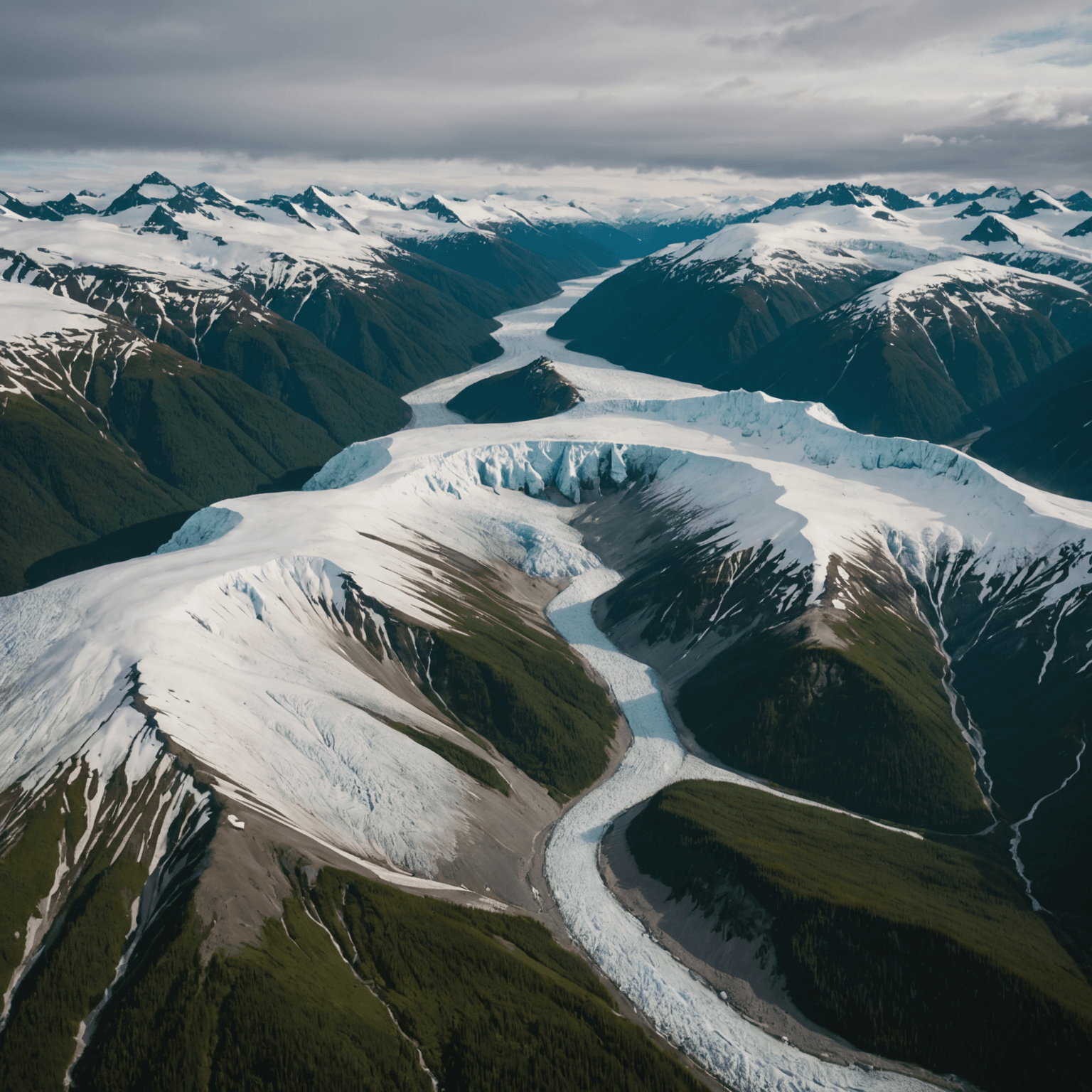 Aerial view of a majestic glacier in Alaska