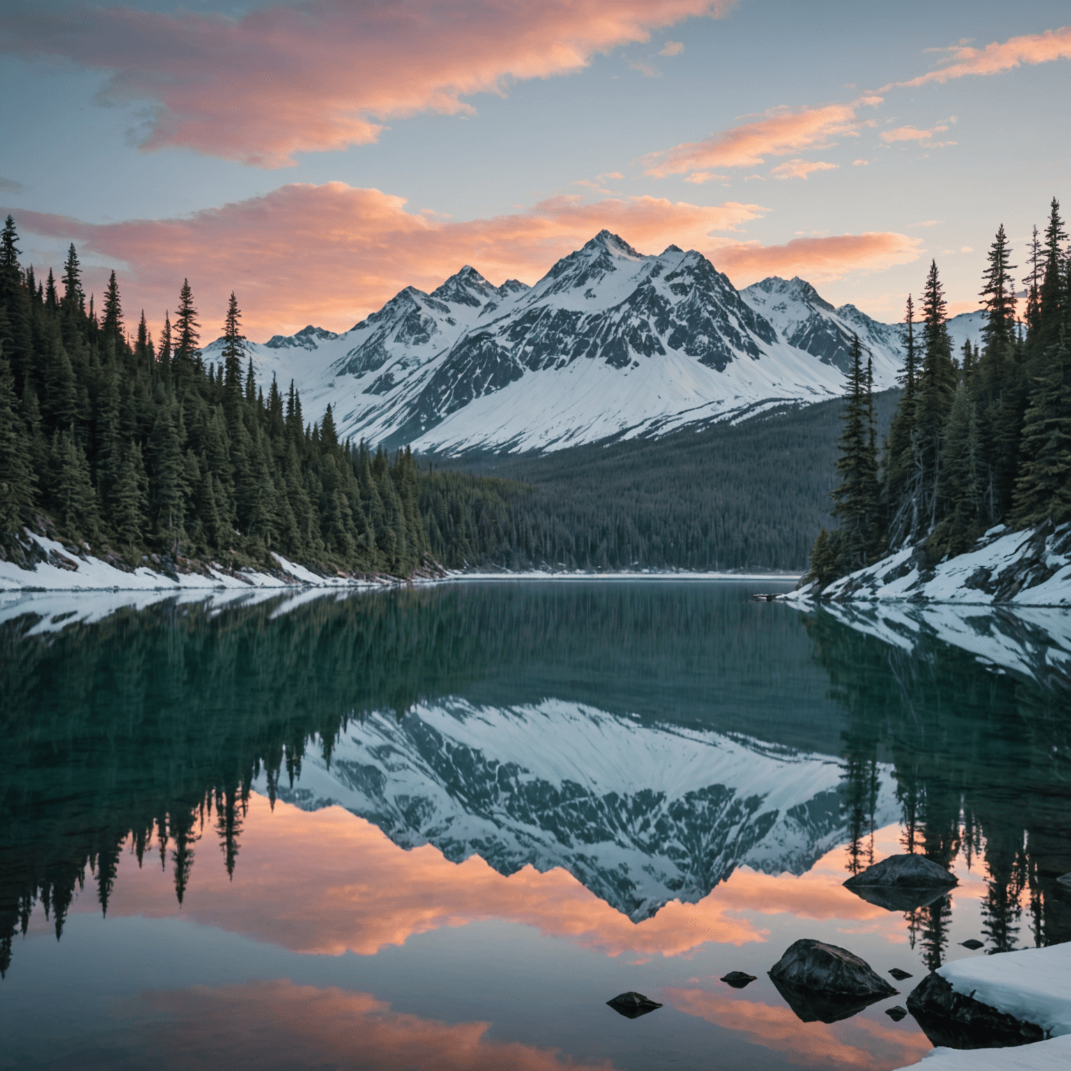 A team of sled dogs eagerly pulling a sled through the snowy Alaskan landscape