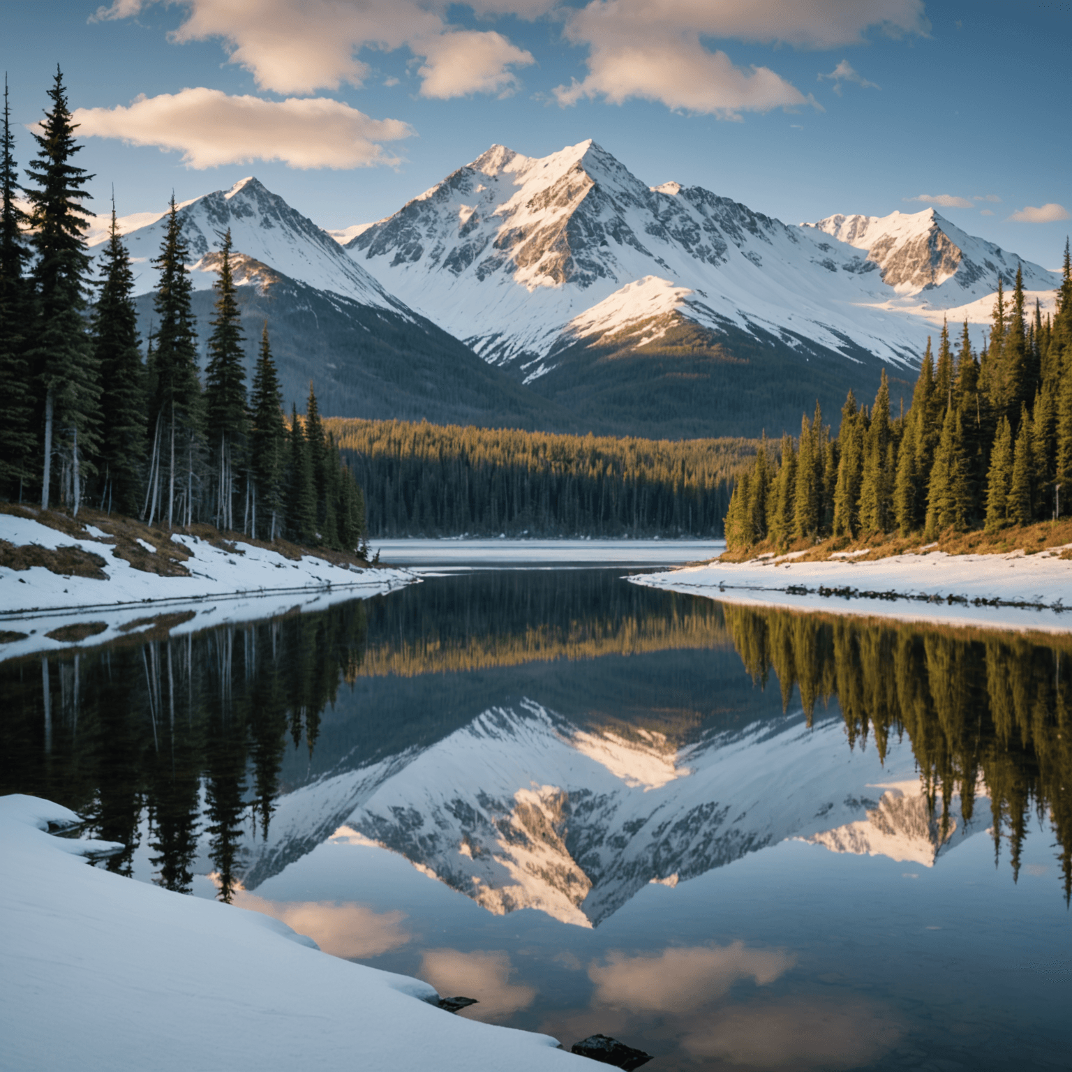 A group of snowmobilers navigating through the snowy Alaskan wilderness.