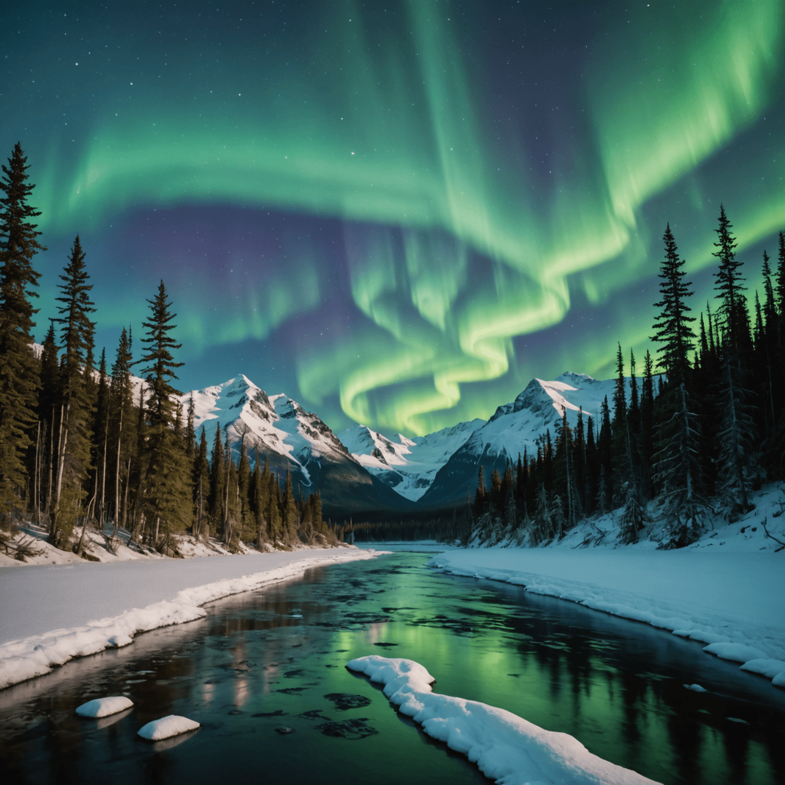 Snowmobiling under the northern lights
