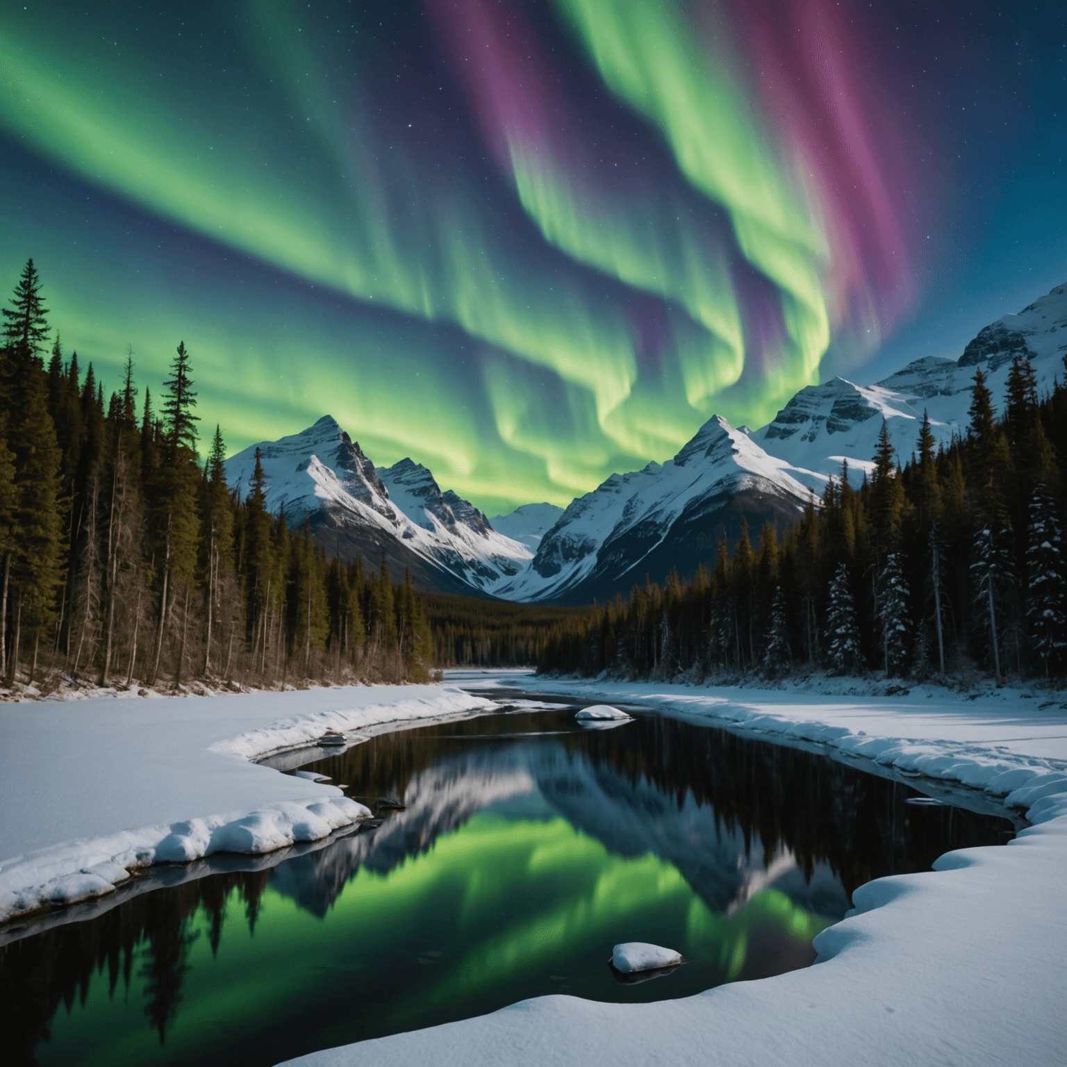 A bright Alaskan summer night sky with no visible stars