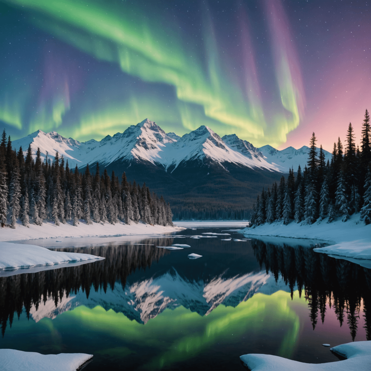 Snowmobile riders exploring a snowy Alaskan trail