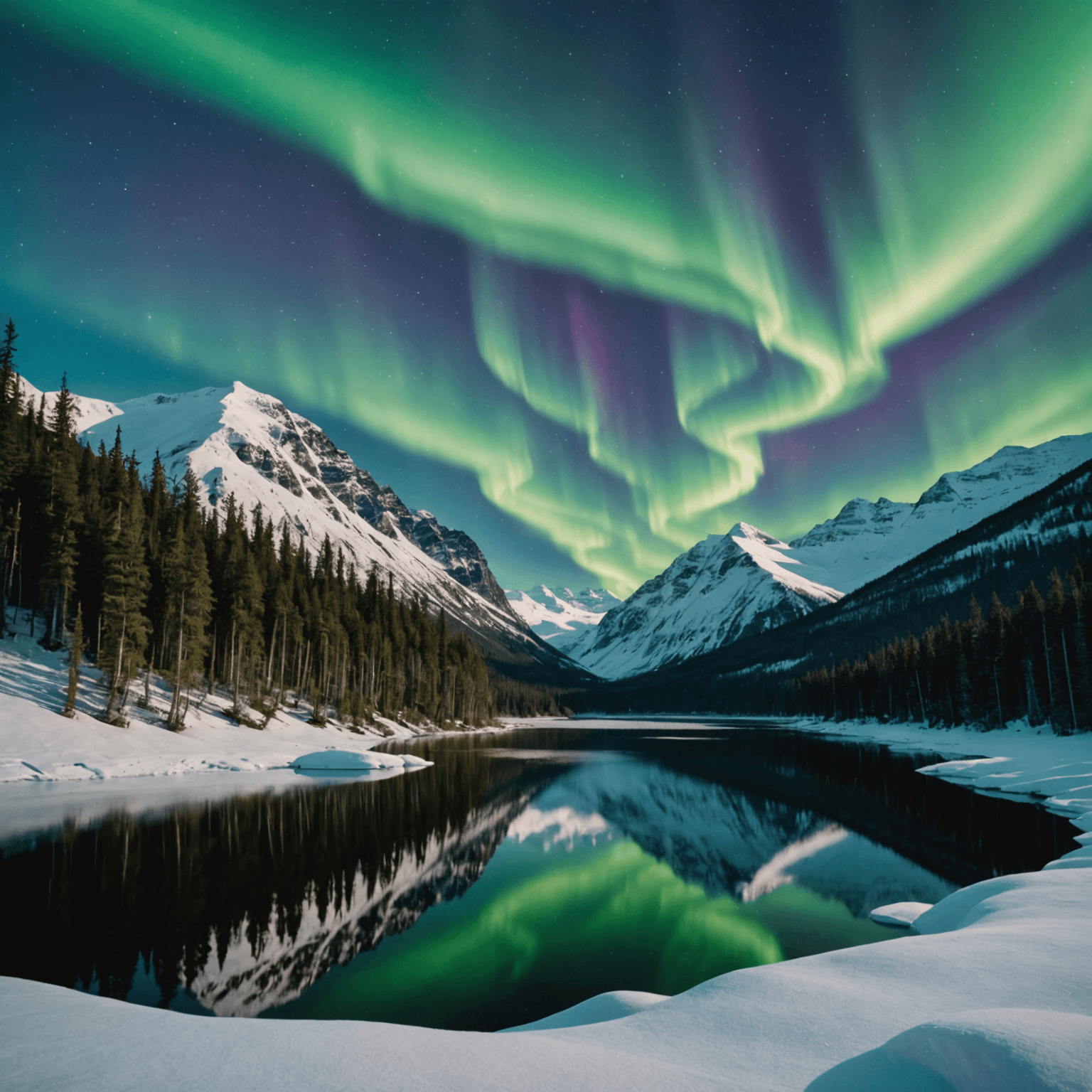 Snowmobiles racing across an Alaskan glacier