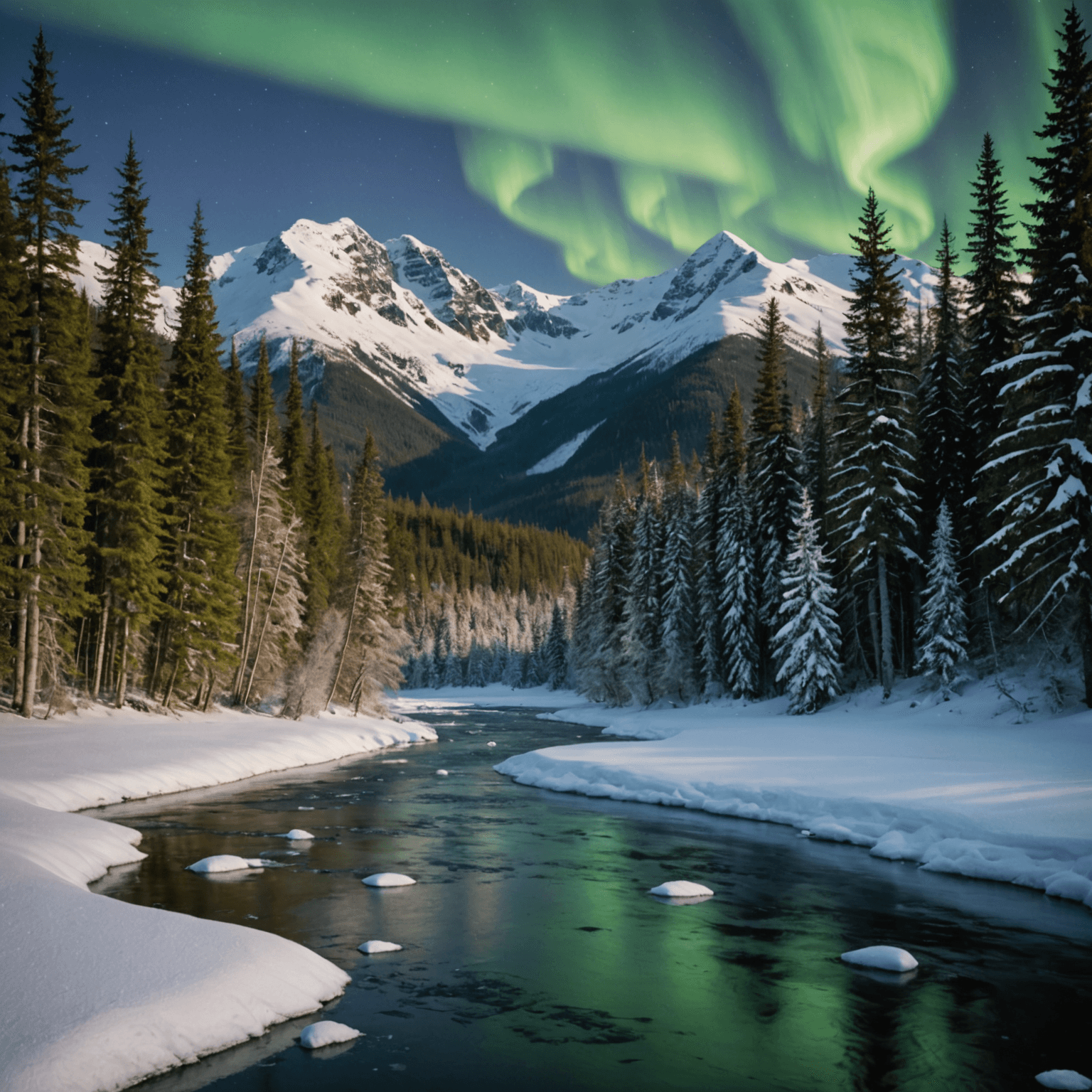 An Alaskan snow machine in action against a backdrop of snowy mountains
