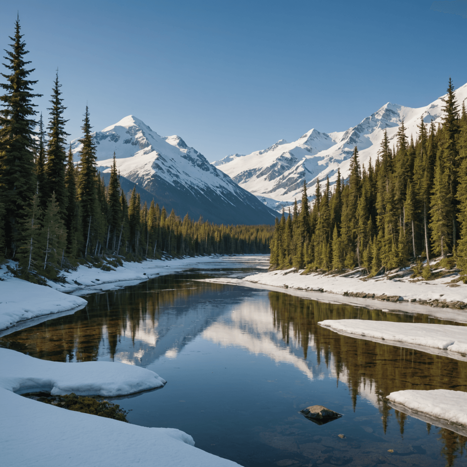 Snowmobiles traversing a scenic Alaskan trail with mountains in the background.