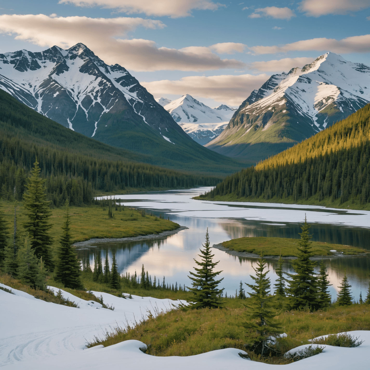 A snowmobiler observing wildlife from a distance in a snow-covered Alaskan forest