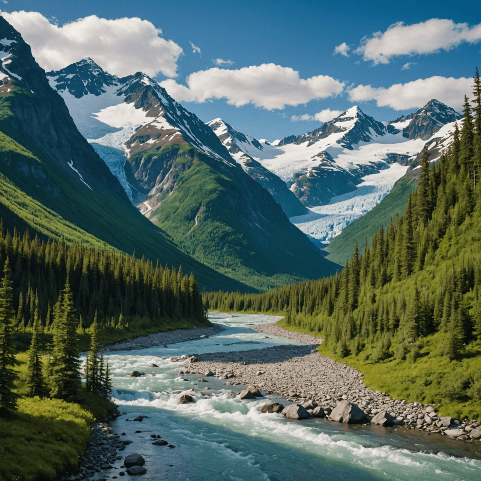 wide view of Alaskan mountains and valley