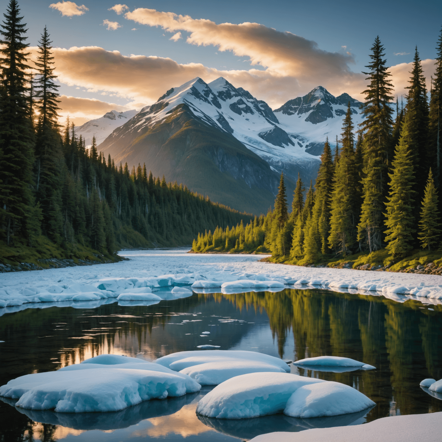 A panoramic view from 7 Glaciers showcasing the surrounding glaciers and mountains.