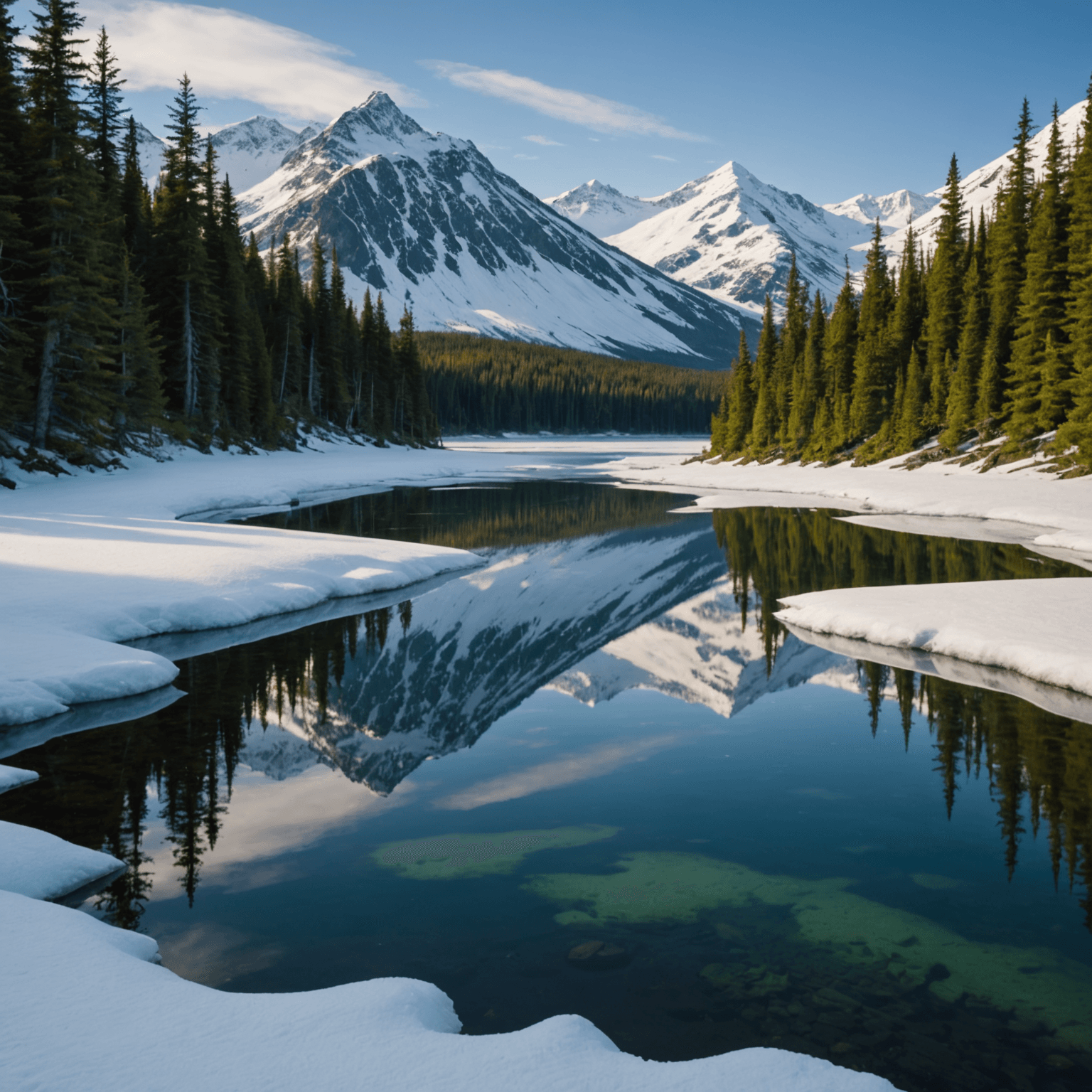 Snowmobilers racing across a snowy Anchorage trail with mountains in the background